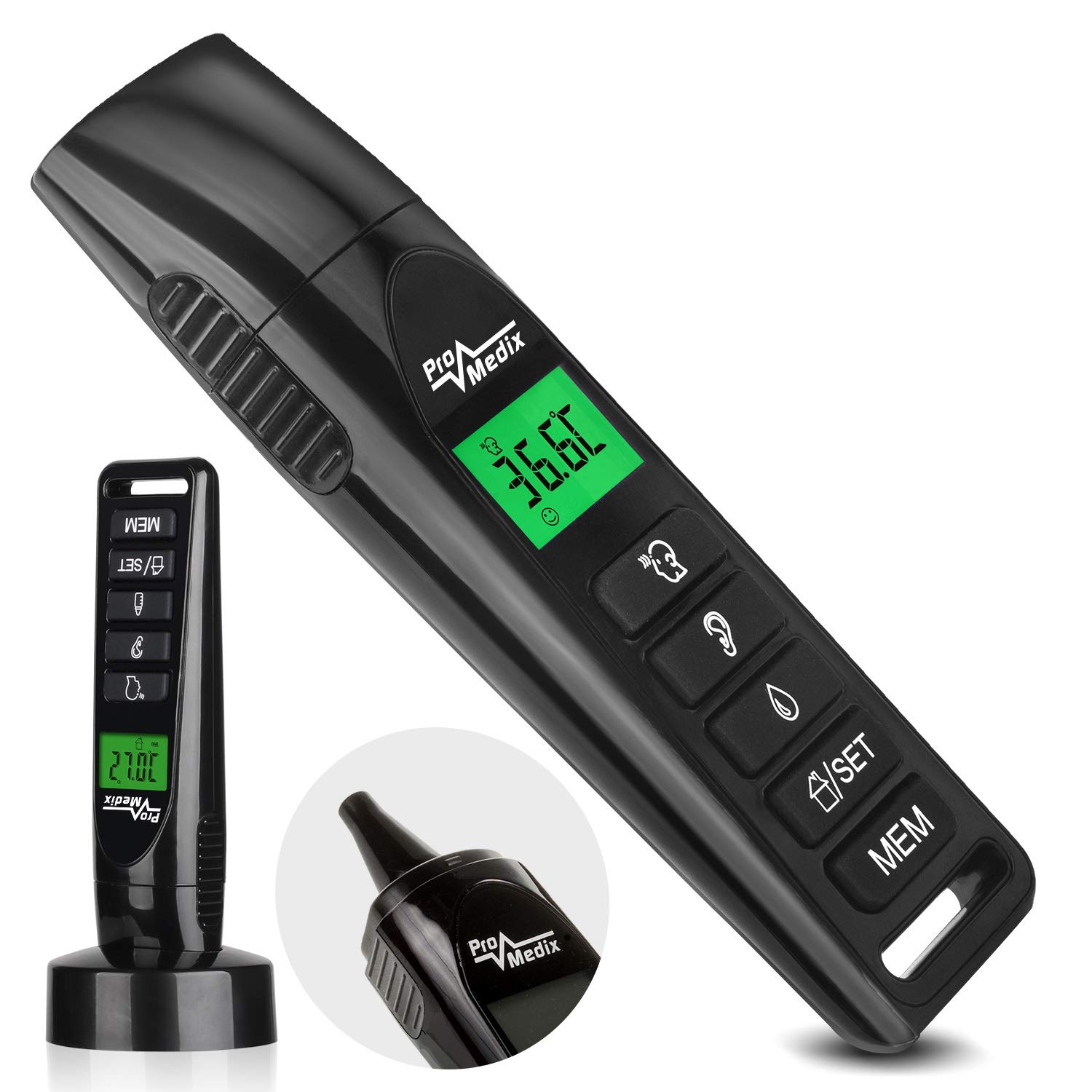 Promedix PR-638 Thermometer Non-Contact Digital Infrared LCD Display ° C / ° F Ear and Forehead Temperature