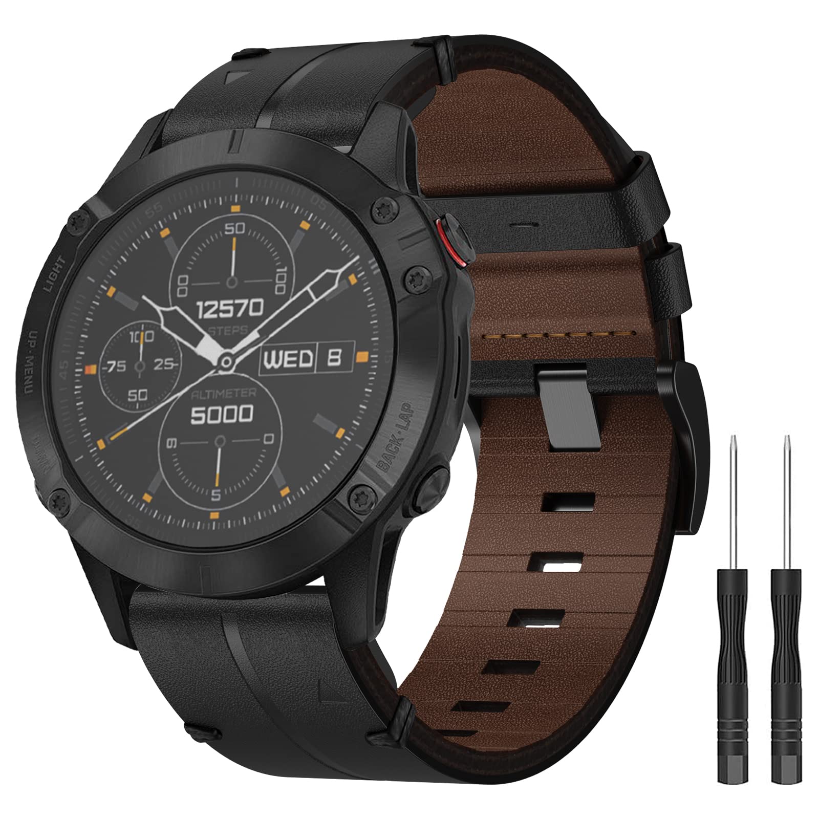 Compatible With Garmin Fenix 6x Strap 26 Mm Genuine Leather