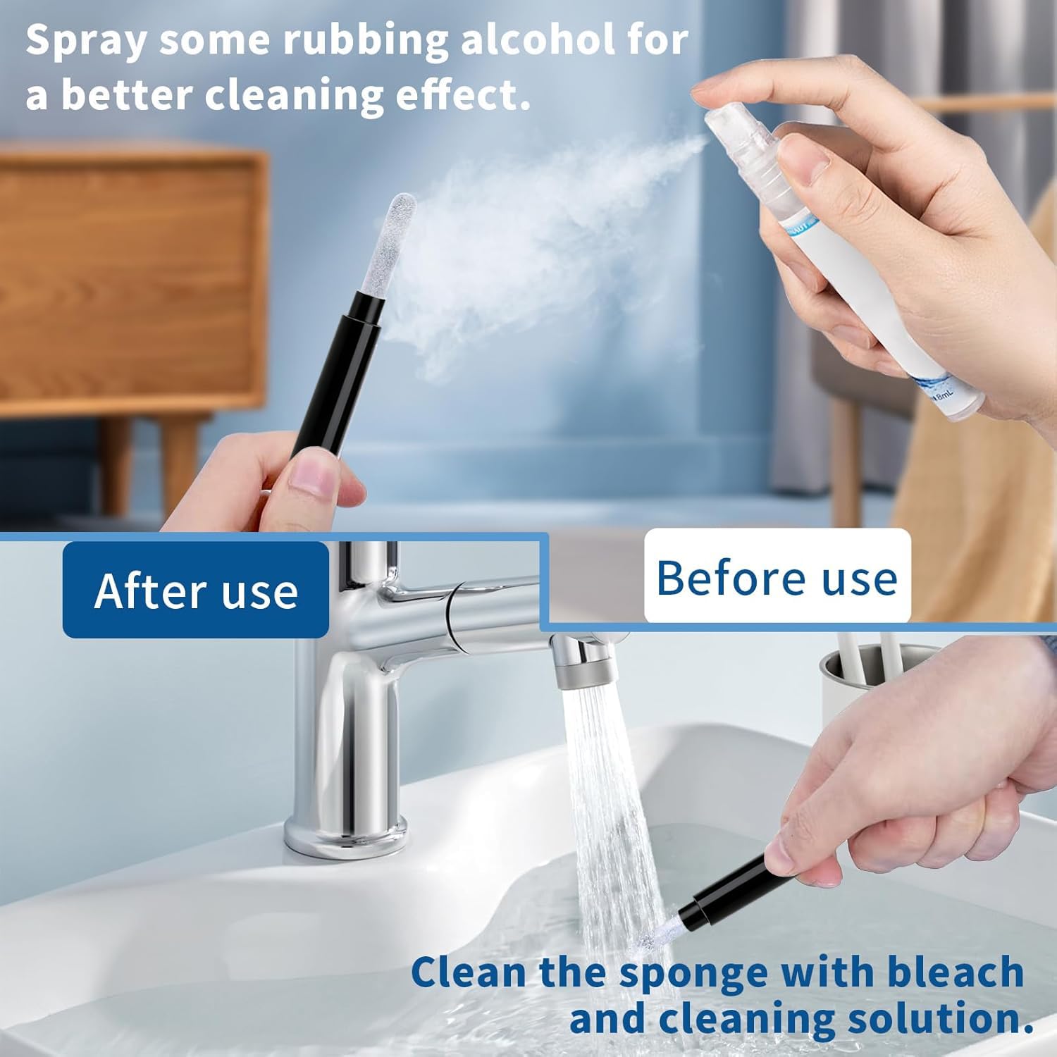 Earphone Cleaner Cleaning Kit, New Generation Earpods Cleaner kit, Multifunctional Earbuds Cleaning Pen for Headphones Earphones Keyboards Camera Lens Cell Phones - Black — view 5