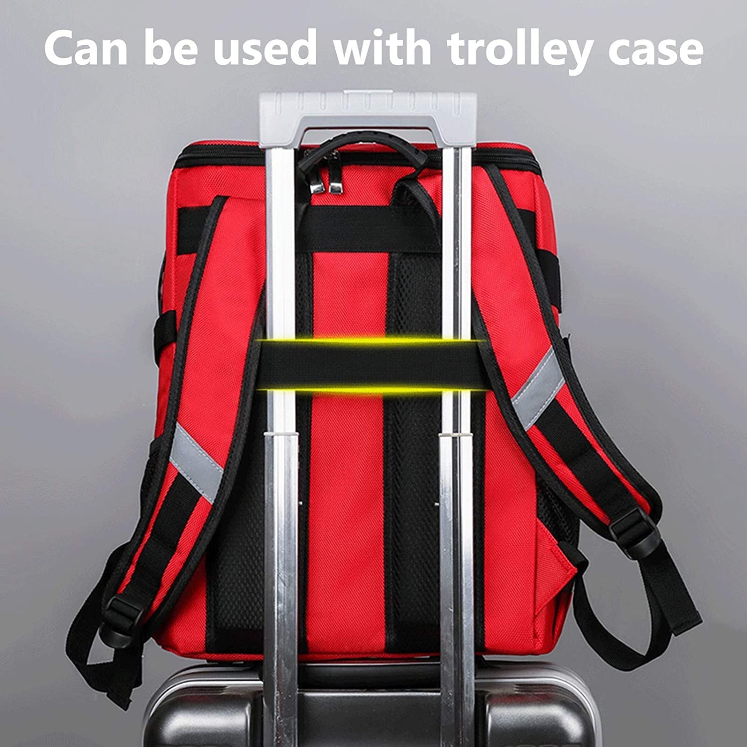 Tragbares Erste-Hilfe-Set Erste-Hilfe-Tasche Trauma-Rucksack leer, medizinisches Notfall-Überlebens-Set für EMS, Camping, Wandern, Gesundheit zu Hause, Exkursionen (Color : Red)