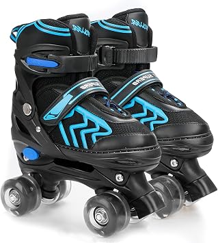 Kids Roller Skates for Boys Adjustable Roller Skates for Men Women Girls with 8 Wheels Lighting for Indoor Outdoor Quad Skates