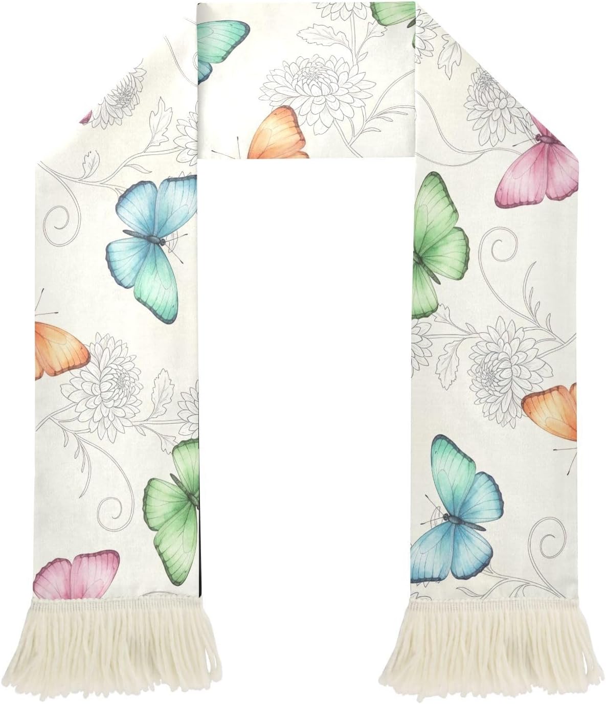 CHIFIGNO Watercolor Butterflies Soccer Fan Scarf, Quick Dry Polyester, Soft Print Supporter Towel for Sports Events, Versatile for Team Cheers