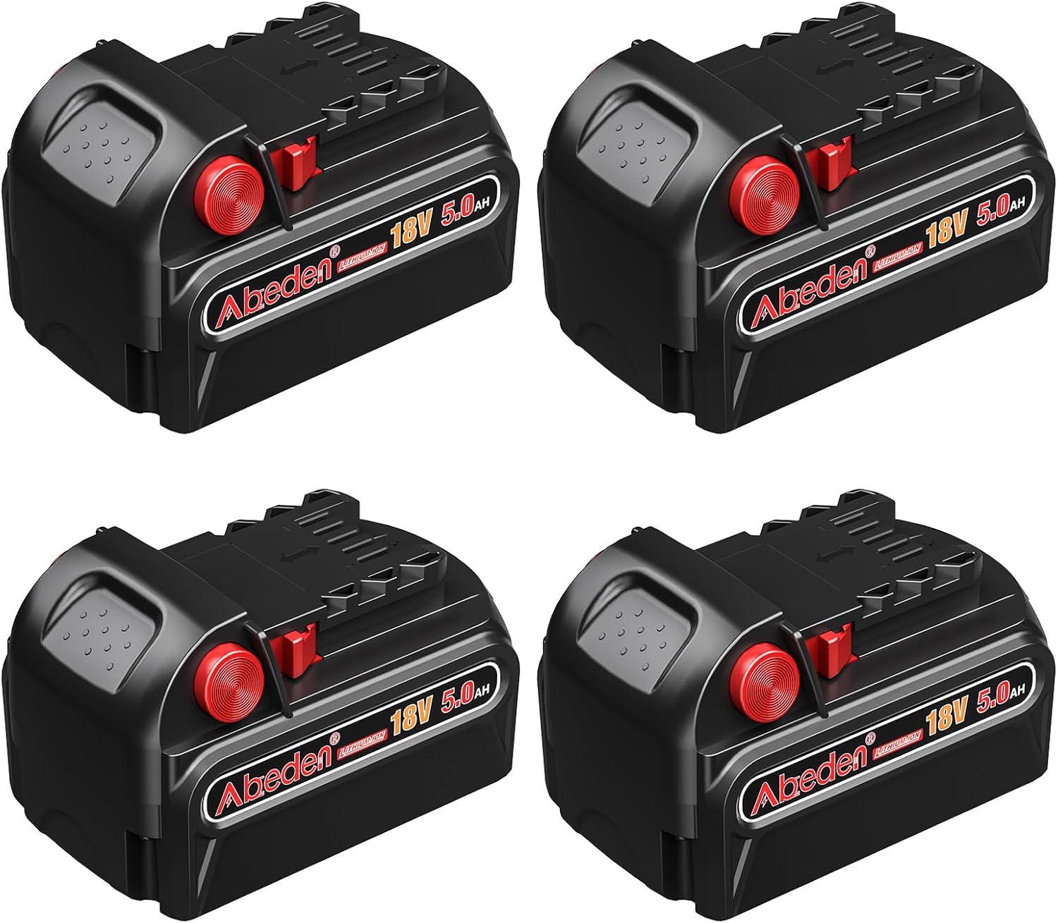 Abeden 18v Battery 4Packs Replacement for Milwaukee M18 Battery 5000mh,High-Capacity Batteries Compaitble with Milwaukee Tools and Charger Black