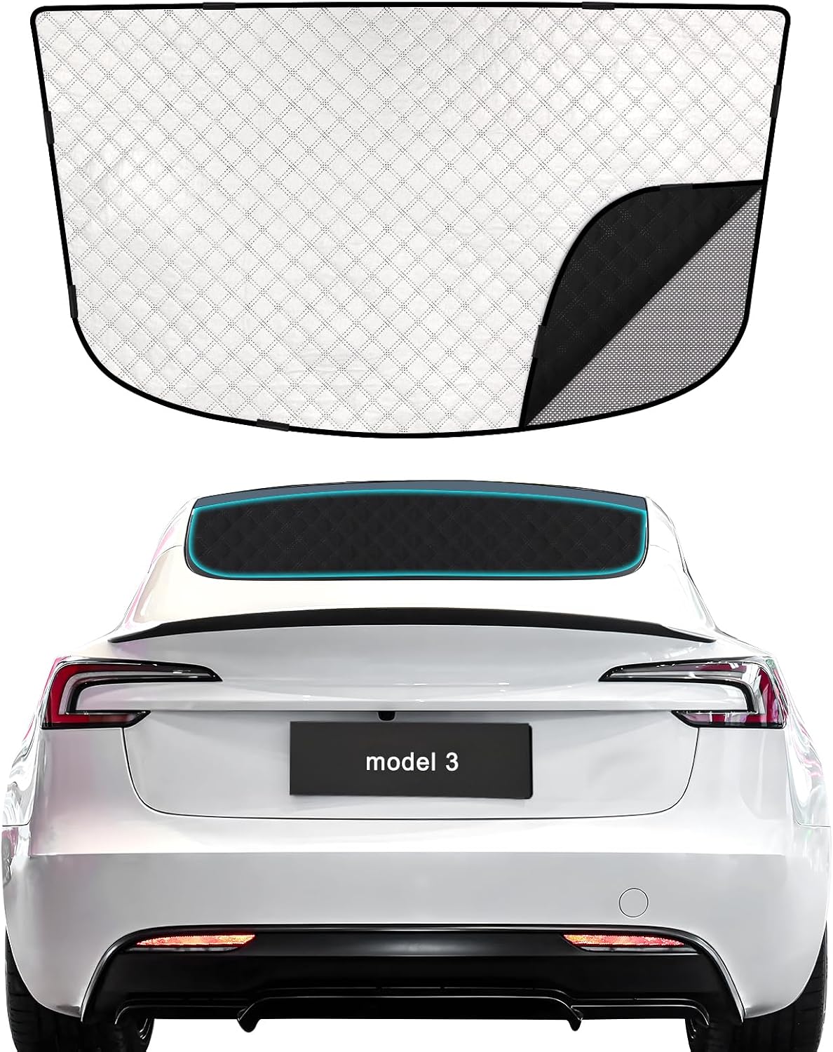 ZATOOTO Rear Windshield Sunshade for 2021-2024 Tesla Model 3 Rear Windshield Sunshield Double Layer Design for Sunshade and Privacy Offer Great Visibility Sun Blocker Back Window Sunshade for Model 3