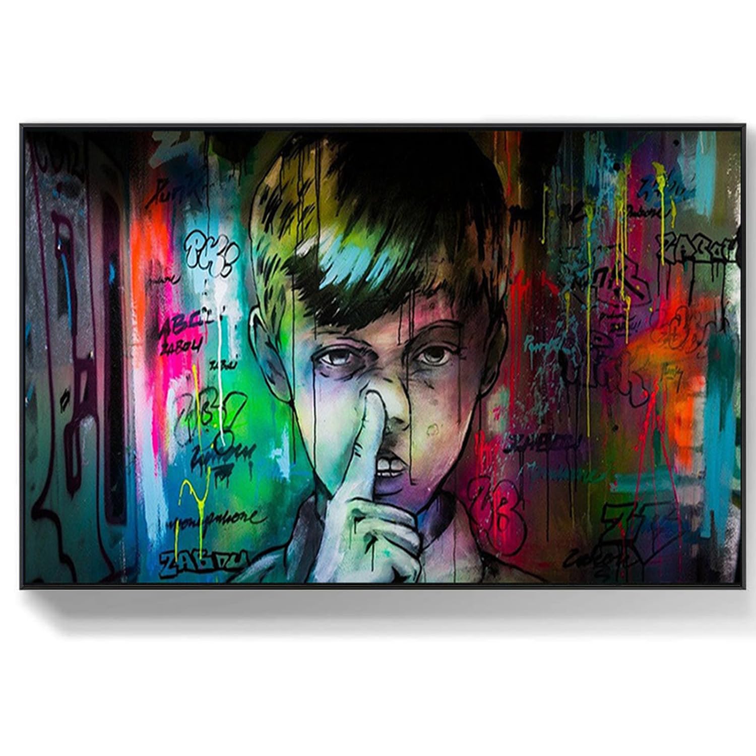 DQTUYIOP Banksy Art Print Graffiti Boy Frameless 80x120cm Abstract Wall Art for Living Room Canvas Print of Banksy Grafitti Famous Painting Reproductions Wall Hangins, Bedroom Home Decorations