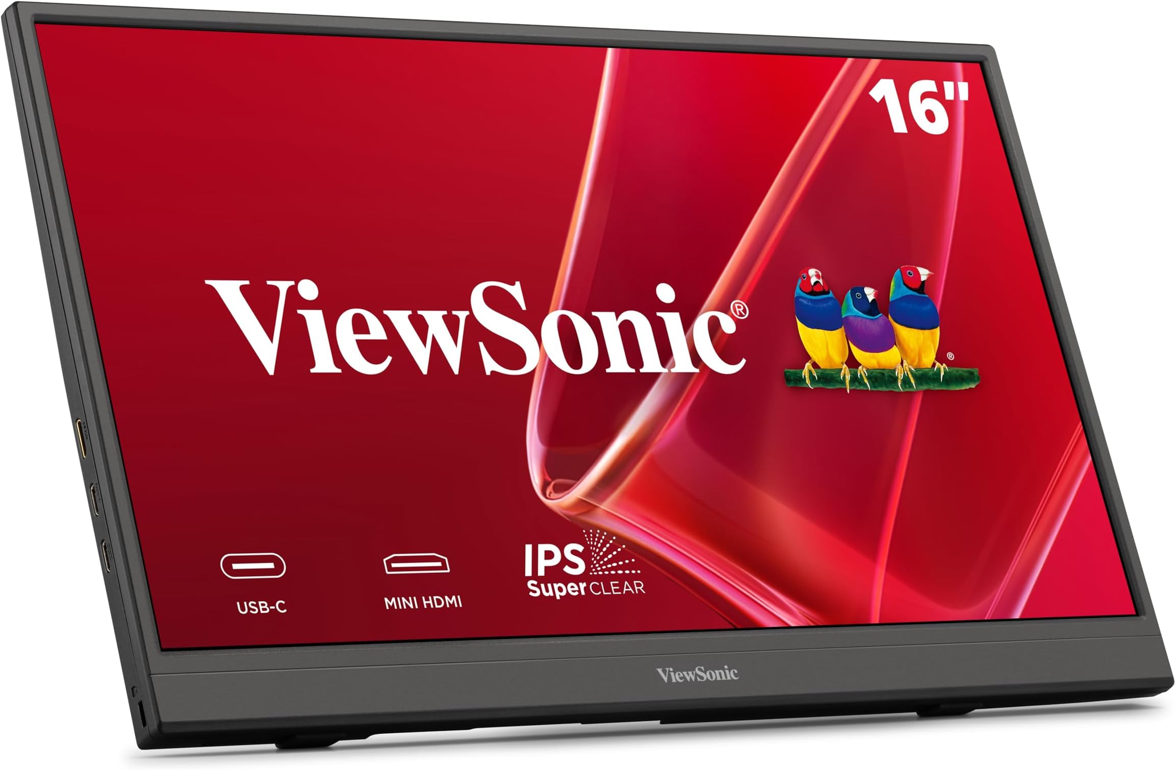 VA1653 16 Inch 1080p Portable Monitor, IPS Display with Eye Care for Easy Second Screen Productivity, Built-in Stand, USB-C, Mini HDMI, and Protective Case