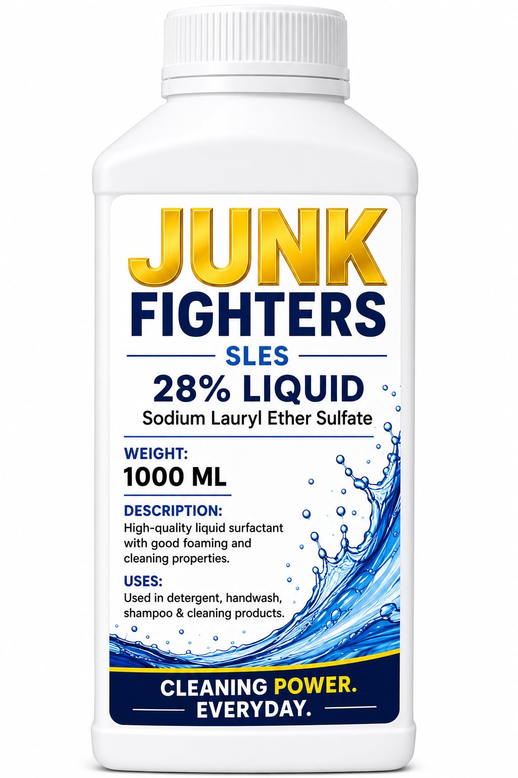 Junk Fighters SLES 28% Liquid 1000ML | Sodium Lauryl Ether Sulfate Surfactant | High Foaming Cleaning Agent for Dishwash Liquid, Shampoo, Hand Wash, Laundry & Cleaning Formulations-image-49