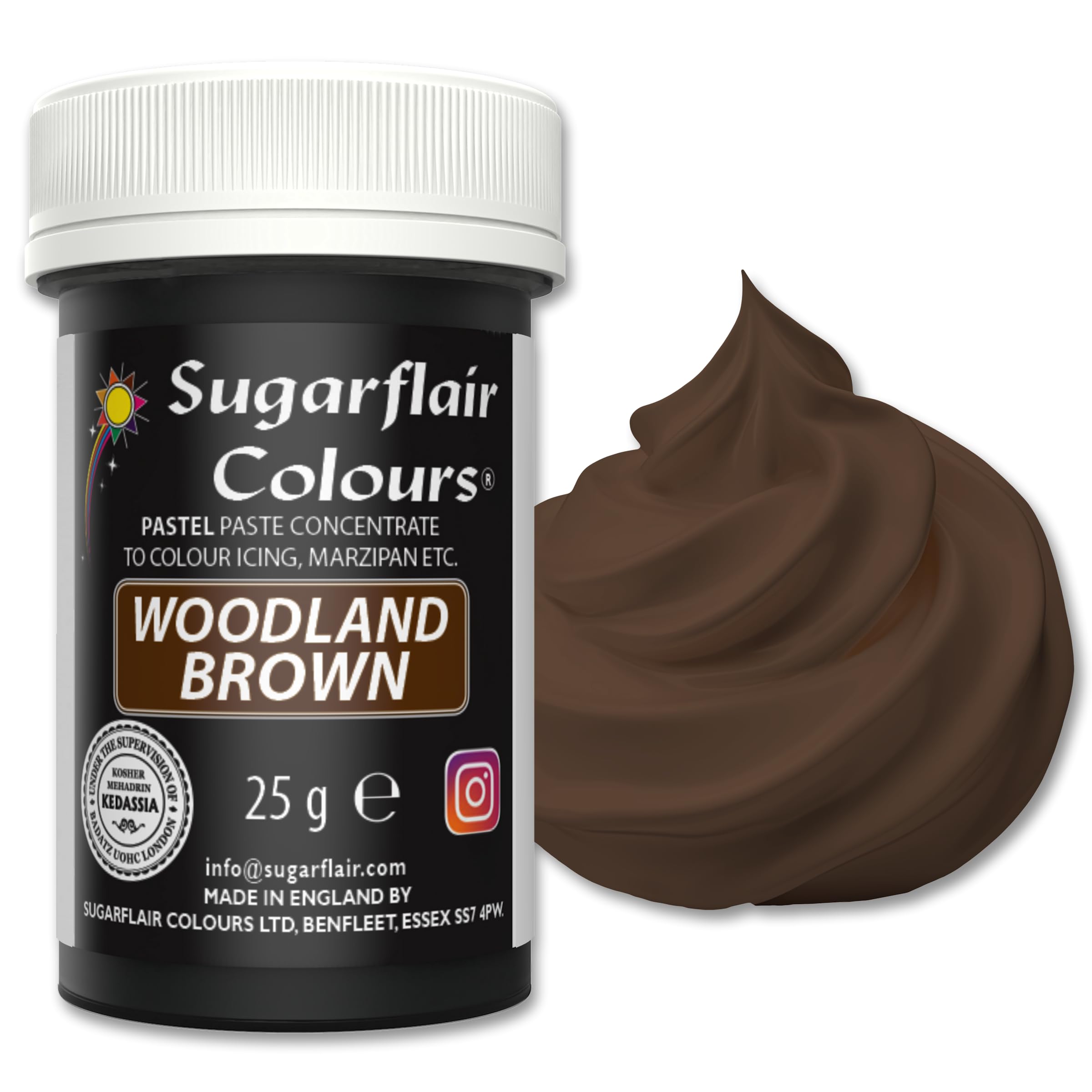 Sugarflair Pastel Woodland Brown Food Colouring Paste - Highly Concentrated Food Colouring for Use with Sugarpaste, Modelling Pastes, Fondant, Buttercream, Royal Icing, Cake Mixes and more - 25g