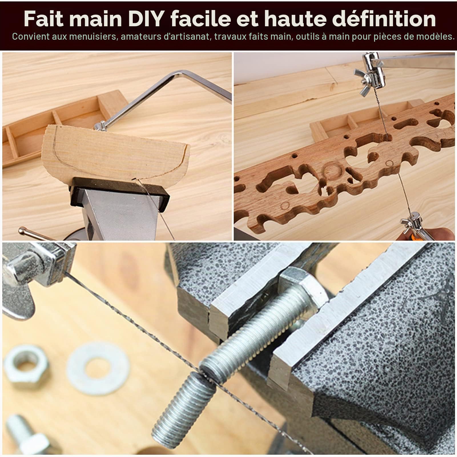 Wincal Scie à fil en U 3 pouces multi-usages menuisier scie à tronçonner scie fine bricolage artisanat scie à frette outils à main pour l'artisanat modèle travail du bois
