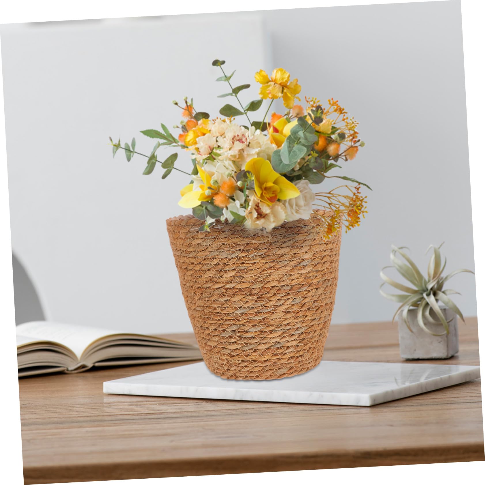 Gewebter Pflanztopf 2stücke aus Seegras und Pe Braun für Blumentopf
