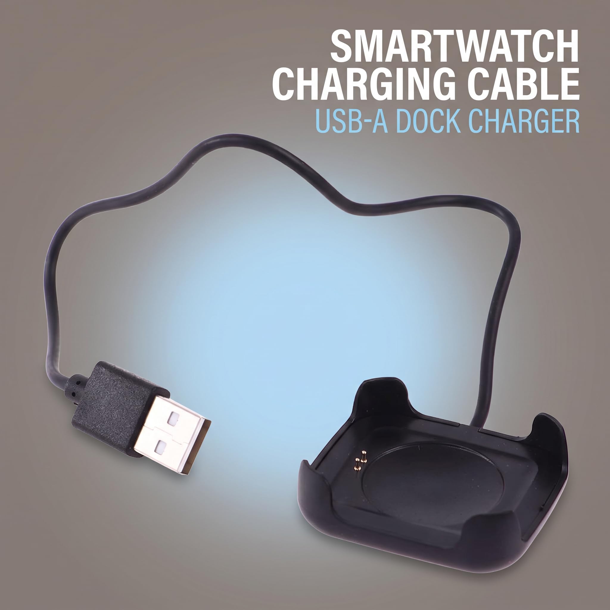 Schwarzes Ladekabel für HW22 Smartwatch, Smartwatch, magnetisches Ladegerät, Federhalterung, USB-Adapterkabel (30 cm), Smartwatch-Kabel und Ladegeräte