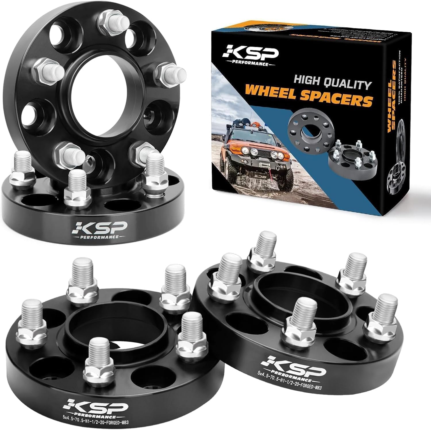 KSP 5x4.5 Wheel Spacers fit for Mustang 1994-2014, Explorer/Ranger/Edge/Town Car, 25mm 1 inch 5x114.3 Hub centric 70.5mm Hub Bore with 1/2"-20 Studs 2pcs