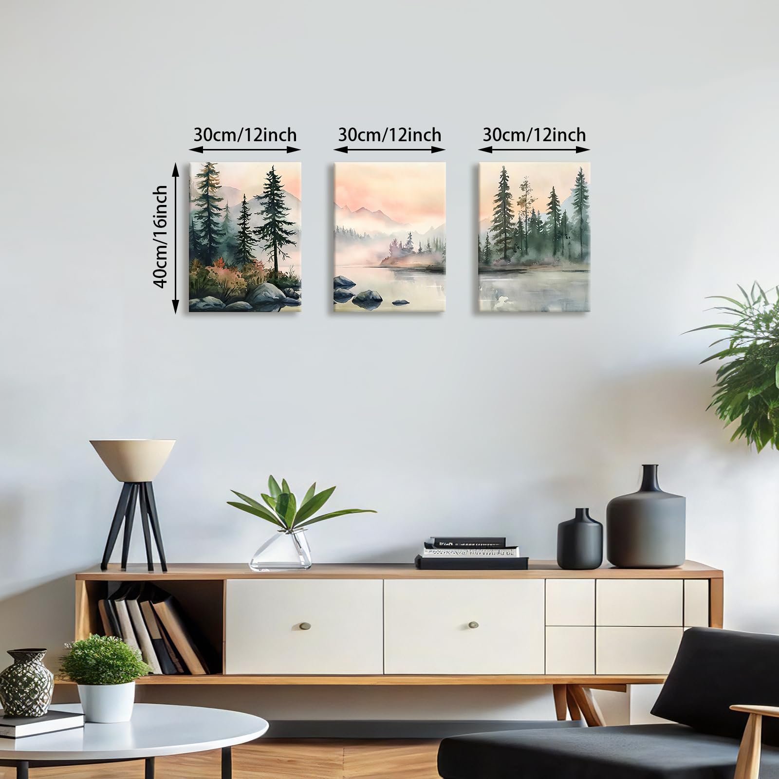Stampe e poster su tela di paesaggio naturale nordico Foresta Montagna Nebbia Uccelli volanti Immagine di arte della parete per la decorazione