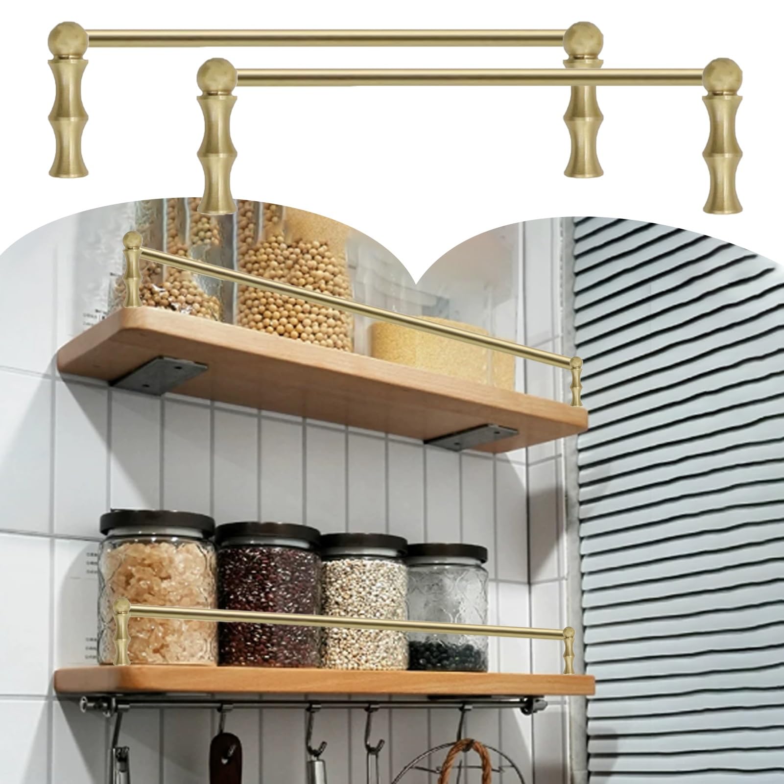 Minglez B 2 Pcs Rass Gallery Rails For Shelves 40 46 48 24 36 In, Kitchen Guardrail Shelf Rail For Wood Shelf, Anti-Fall Ookshelf Shelf Guard Rail(,19Inch/48Cm)