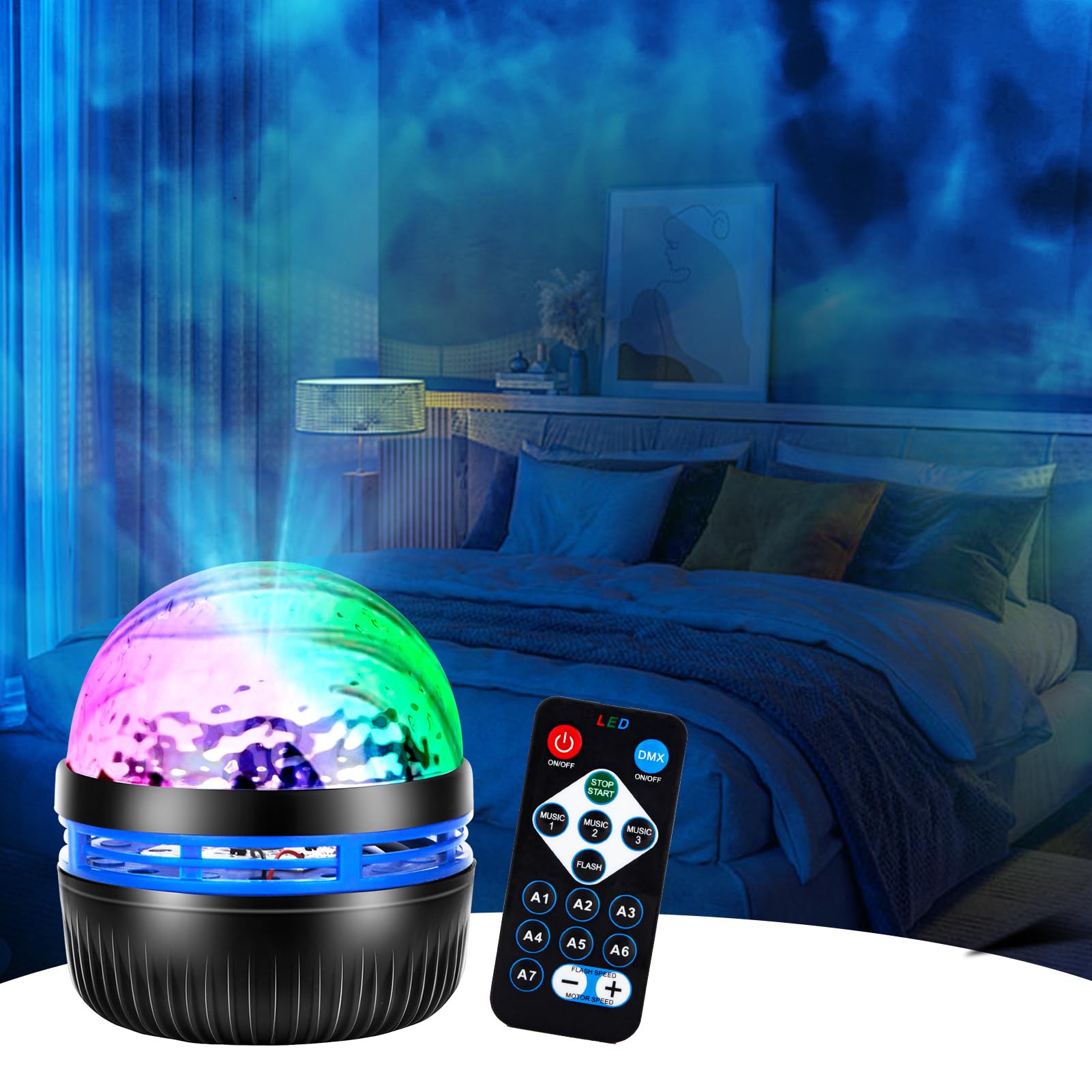 Galaxy Projector for Bedroom - 16 Colors Ocean Wave Sensory Light With Remote Control, Star Night Light for Kids, Playroom Teen Girl Gift