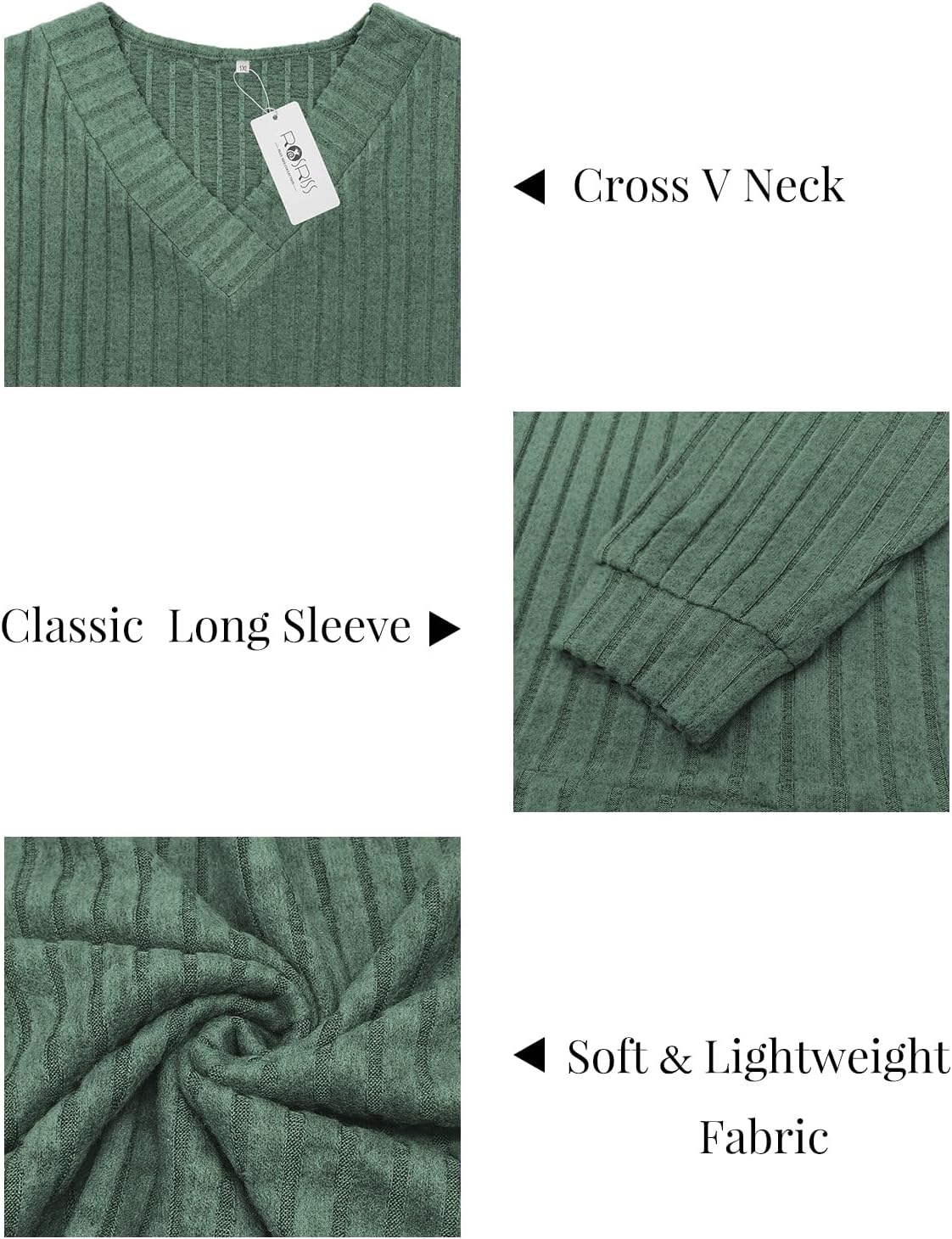 ROSRISS Plus-Size-Long-Sleeve-Tops for Women Casual V Neck Tunics Fall Fashion Shirts Trendy Lightweight Pullover Sweaters - Image 5