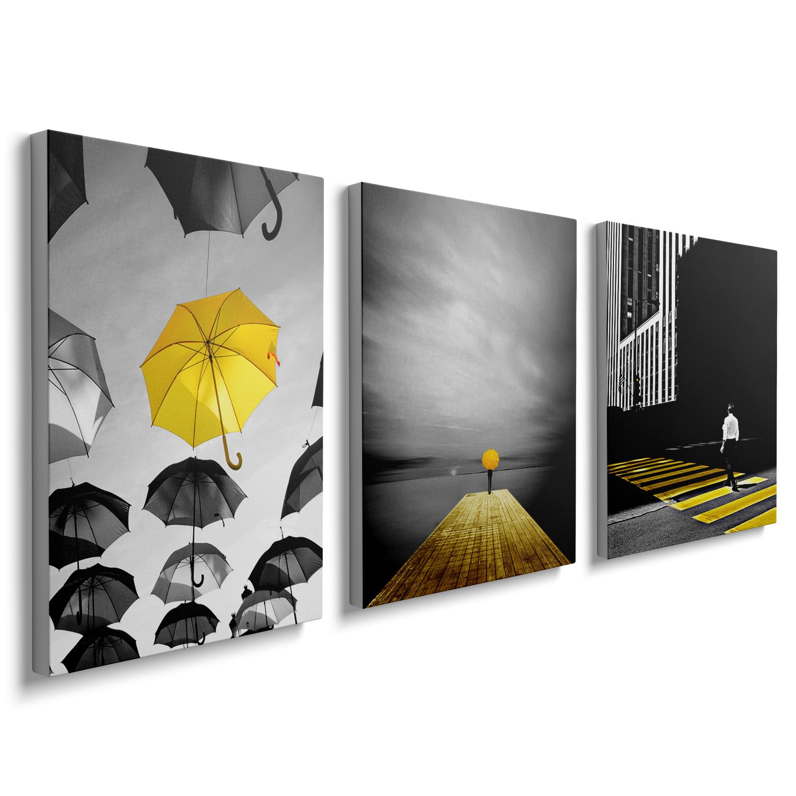 prinfantasy Black Wall Art Photo Canvas - Pictures Artwork Prints 3 Panels 12x16in for Living Room YH1606