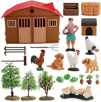 farm animal figure farm female poultry model cow chicken duck toy ornament animal farm cake ornament set for kids