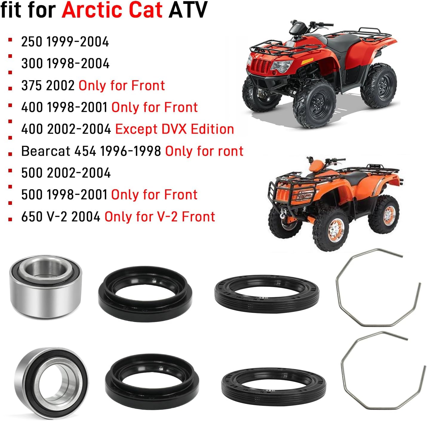 Front Rear Wheel Hub Bearings & Seal Kit for Arctic Cat ATV 500 400 650 454 250 300 375 OEM# 0402-275