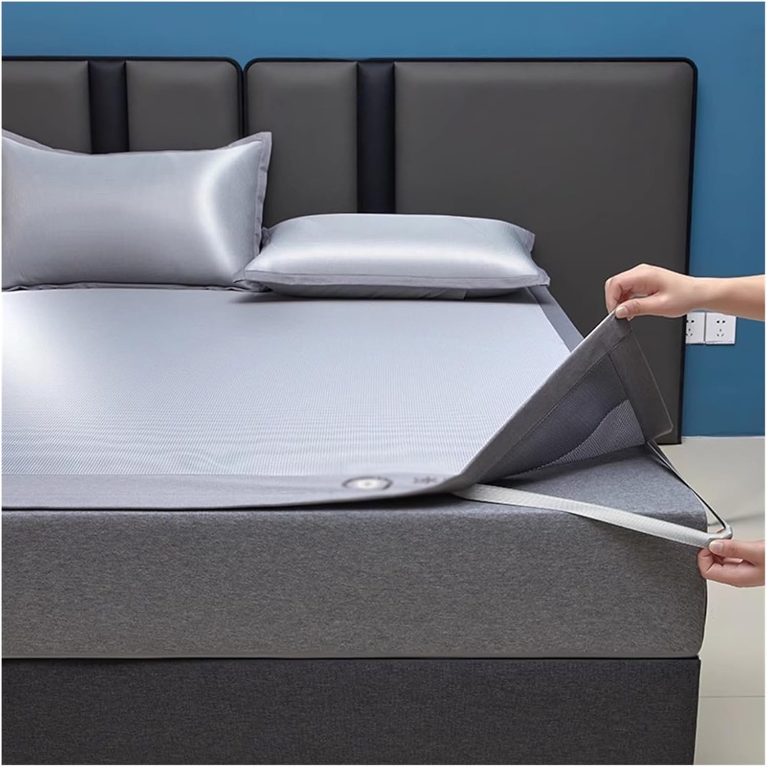 WIGSELBL Cooling Mattress Pad for Hot Sleepers,Ice Silk Cool Mat,Summer Sleeping Pad Ice Rattan Mat Set,Foldable Rattan Bed Pad Cover Quick Cooling(Style-1,120 * 190cm)