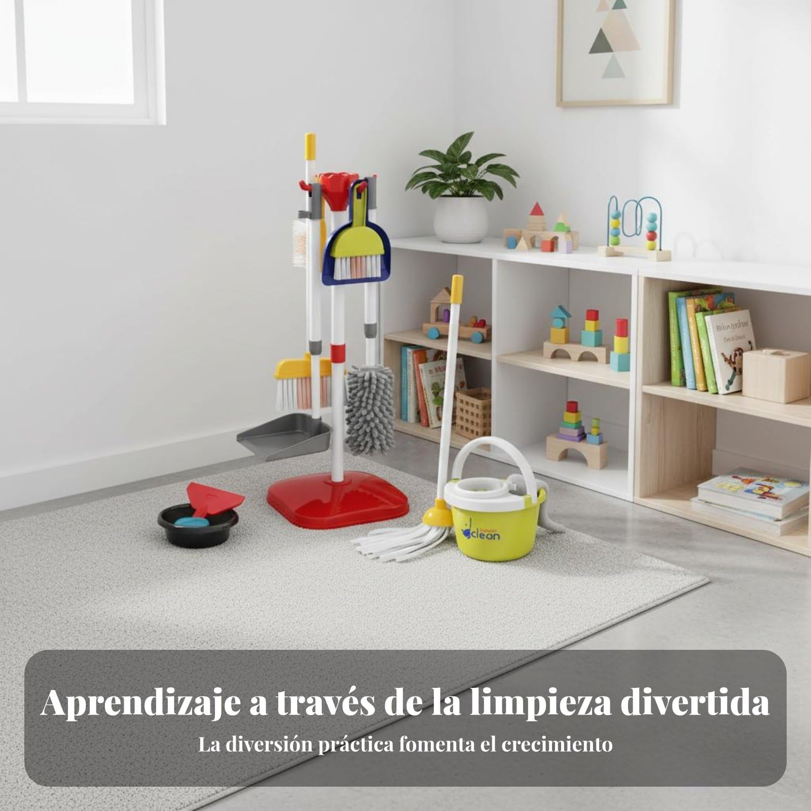 Aspiradora Infantil Kit de Limpieza para Niños con Cepillo Escoba Mopa y Recogedor Enseña Tareas Domésticas Adecuado para Actividades de Juego y Educación en Hogar , Set 667-59