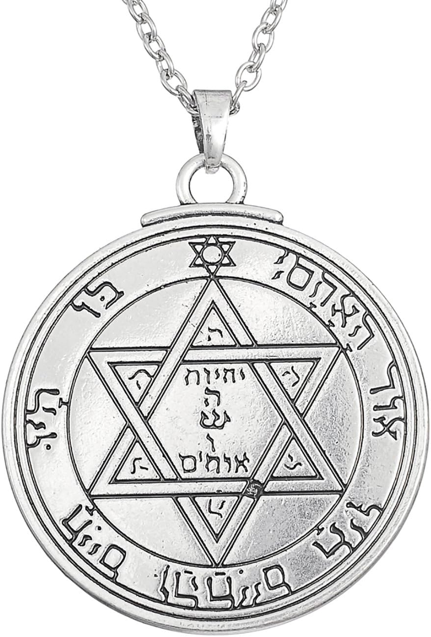 Lemegeton Pentacle of Mars, Key of Solomon Pendant Necklace, Double-Sided Magical Jewelry (Chain)