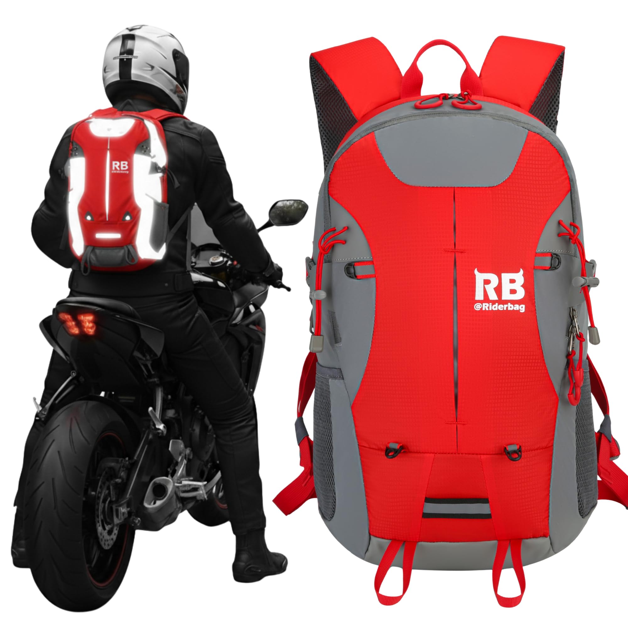 riderbag Reflective Motorcycle Backpack, Hi Viz Commuter Riding Bag
