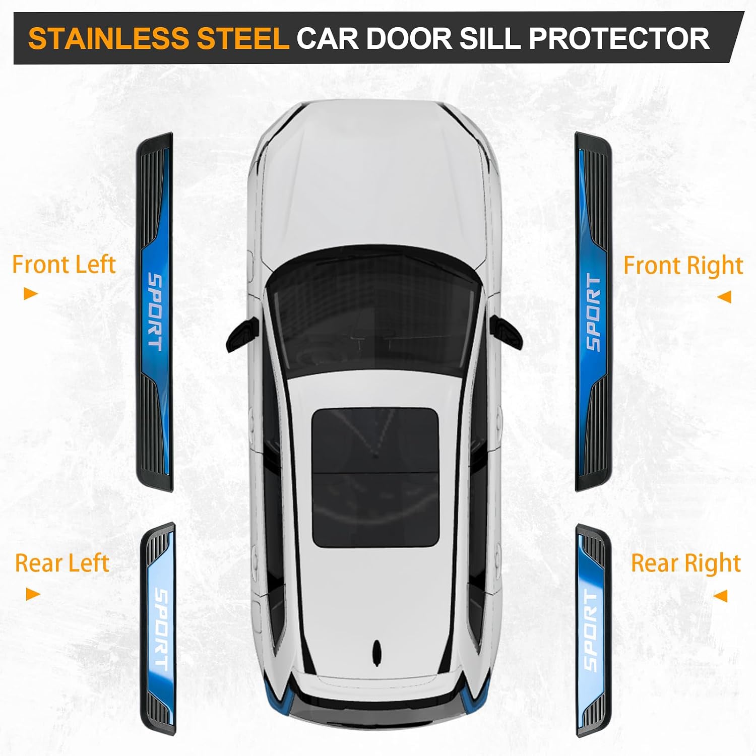 4Pcs Stainless Steel Door Sill Protector, Car Door Sills Threshold Protection Trim Sport, Door Entry Guards Door sill Scuff Plate (Blue)