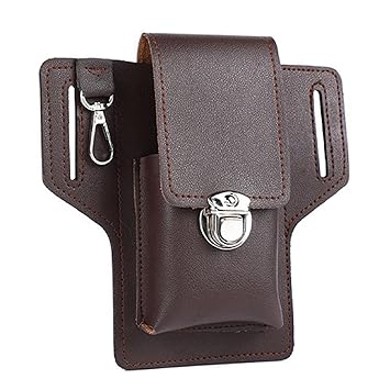 Zacharias Sythetic Mobile/Cellphone Holder Belt Pouch (Brown_Pack of 1)