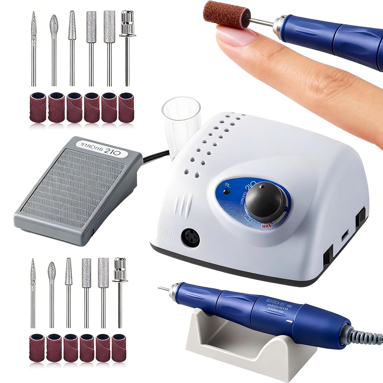 Cortador De UñAs EléCtrico, MáQuina EléCtrica De Manicura De UñAs Broca De Lima De UñAs De 2,35 Mm Con Seis Estilos De Cabezales De Pulido, Incluido Un Taladro De UñAs Profesional De 40000 Rpm