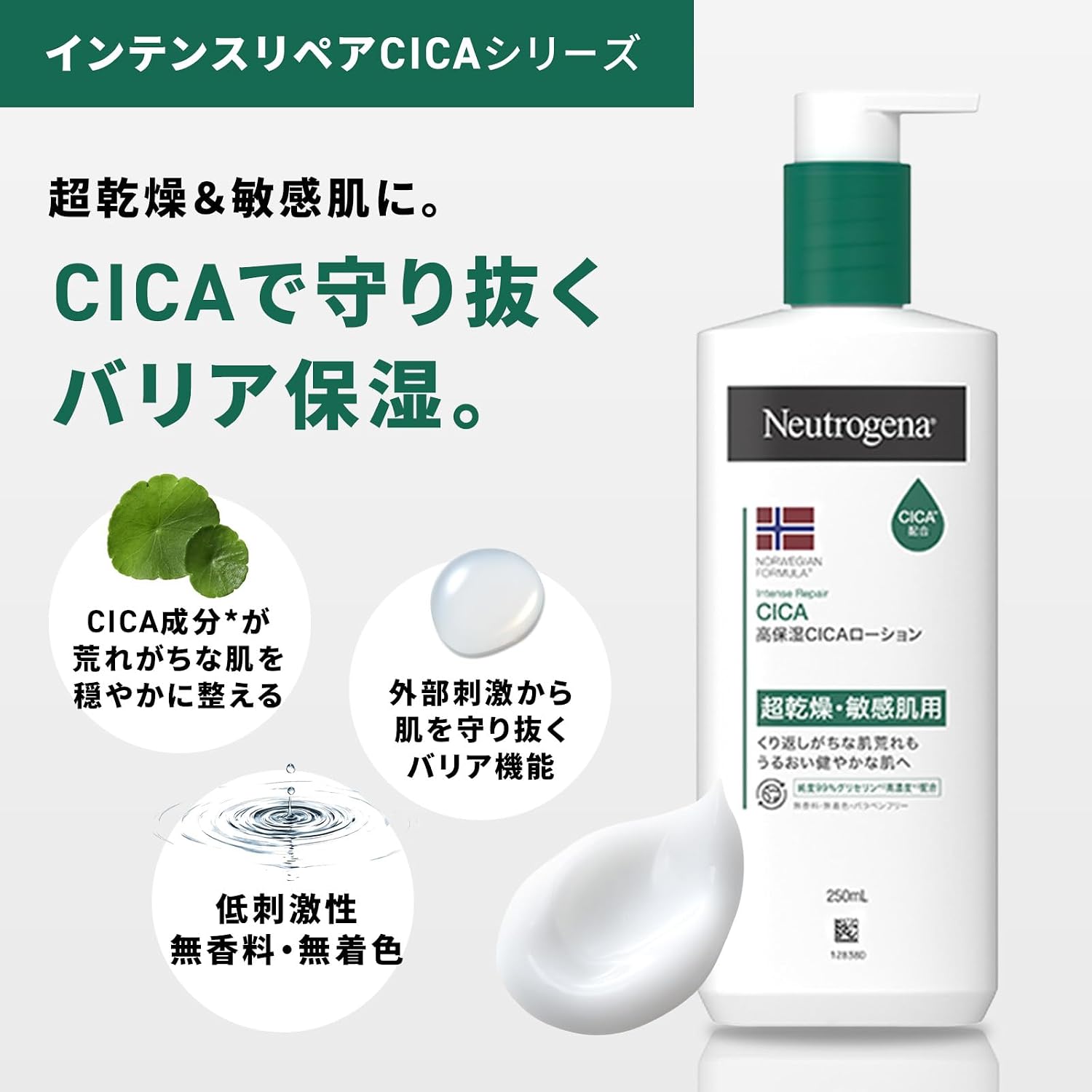 Neutrogena Norway Formula Интенсивная восстанавливающая эмульсия CICA 【Большая емкость】 450 мл Увлажняющий ультрасухой крем CICA Cica для чувствительной кожи Крем-лосьон для тела с шероховатой кожей 450 мл Интенсивный восстанавливающий крем CICA (для чувствительной кожи), фото 3