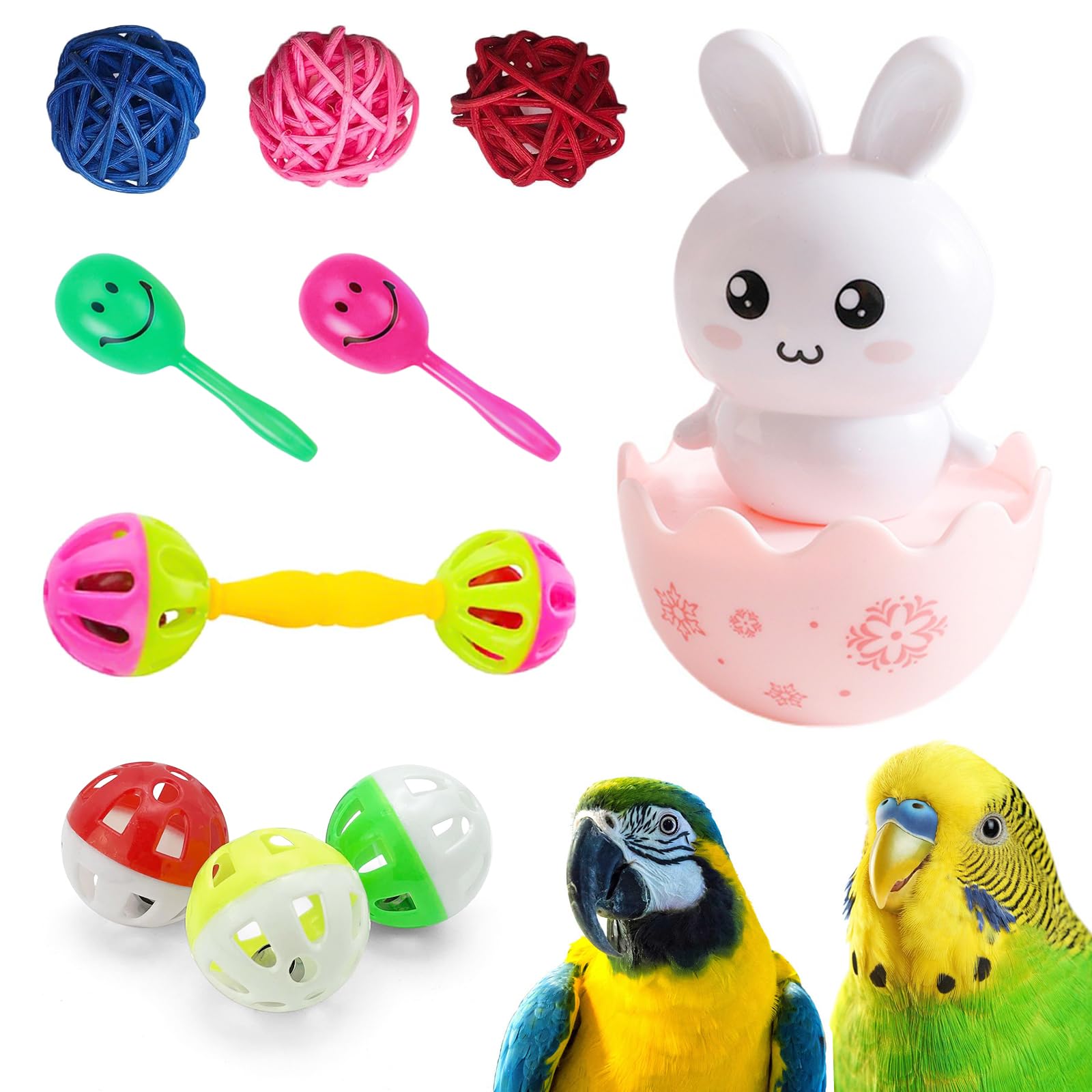 Heiluxe 10 Pieces Bird Chewing Shredding Toys New Upgrade, Interactive Parrot Toys for Small & Medium Parakeets, Budgies, Cockatiels, Lovebirds, Sun Conures & Parrotlets