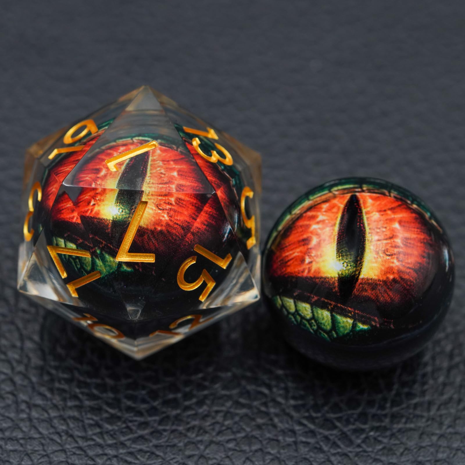 Dungeons and Dragons DND Dice D20, Moving Eyeball Liquid Core Dice Set D&D 33MM Oversized D20 Single Sharp Edge Resin dice with Gift Case, Polyhedral Dice for Role Playing Game