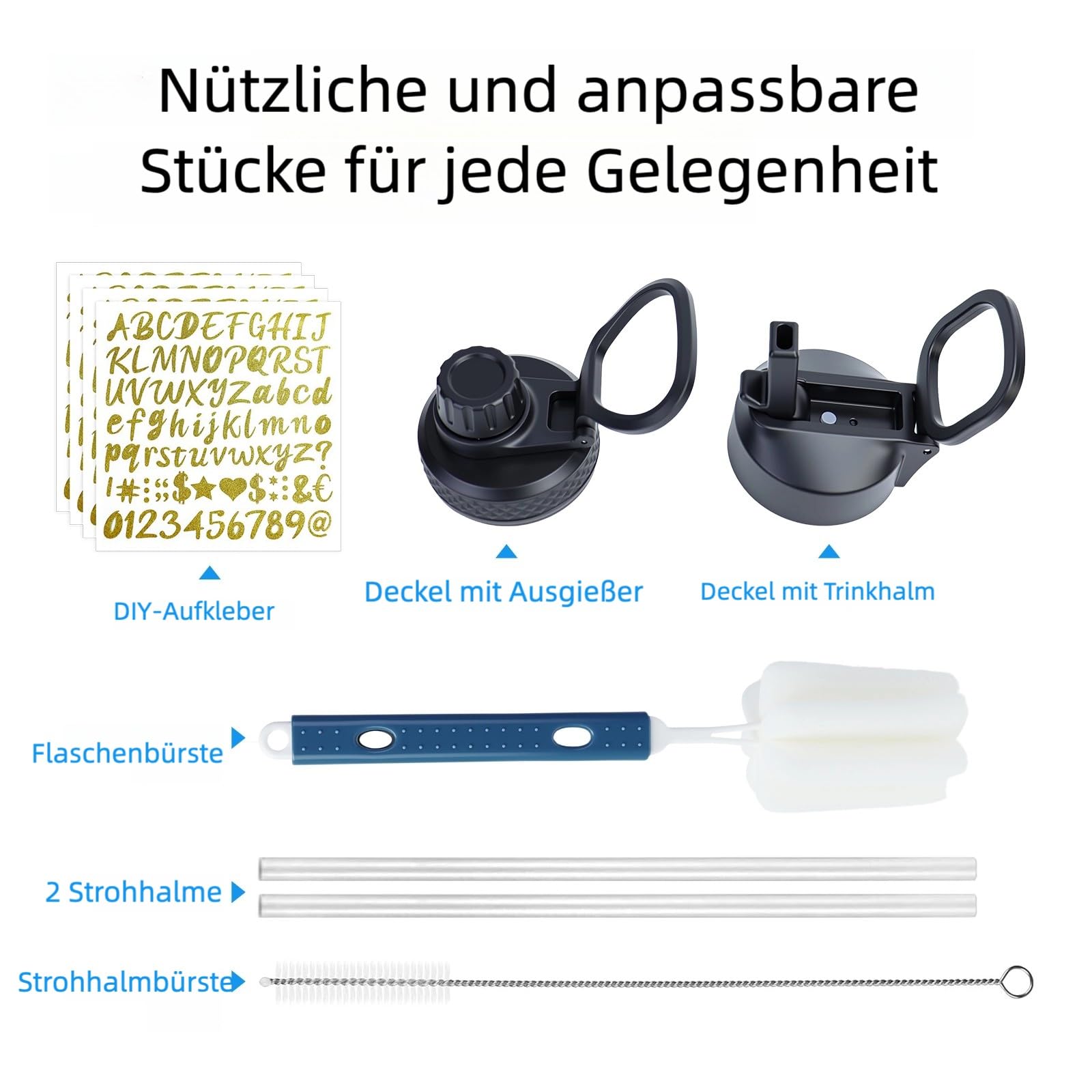 Edelstahl trinkflasche 1.9L - Isolierflasche mit Strohhalm & 2 Deckeln - 100% Auslaufsicher - Reinigungsbürste & 4 Sticker - BPA-frei & spülmaschinenfest - Geschenk für Sport & Arbeit,rosa grün