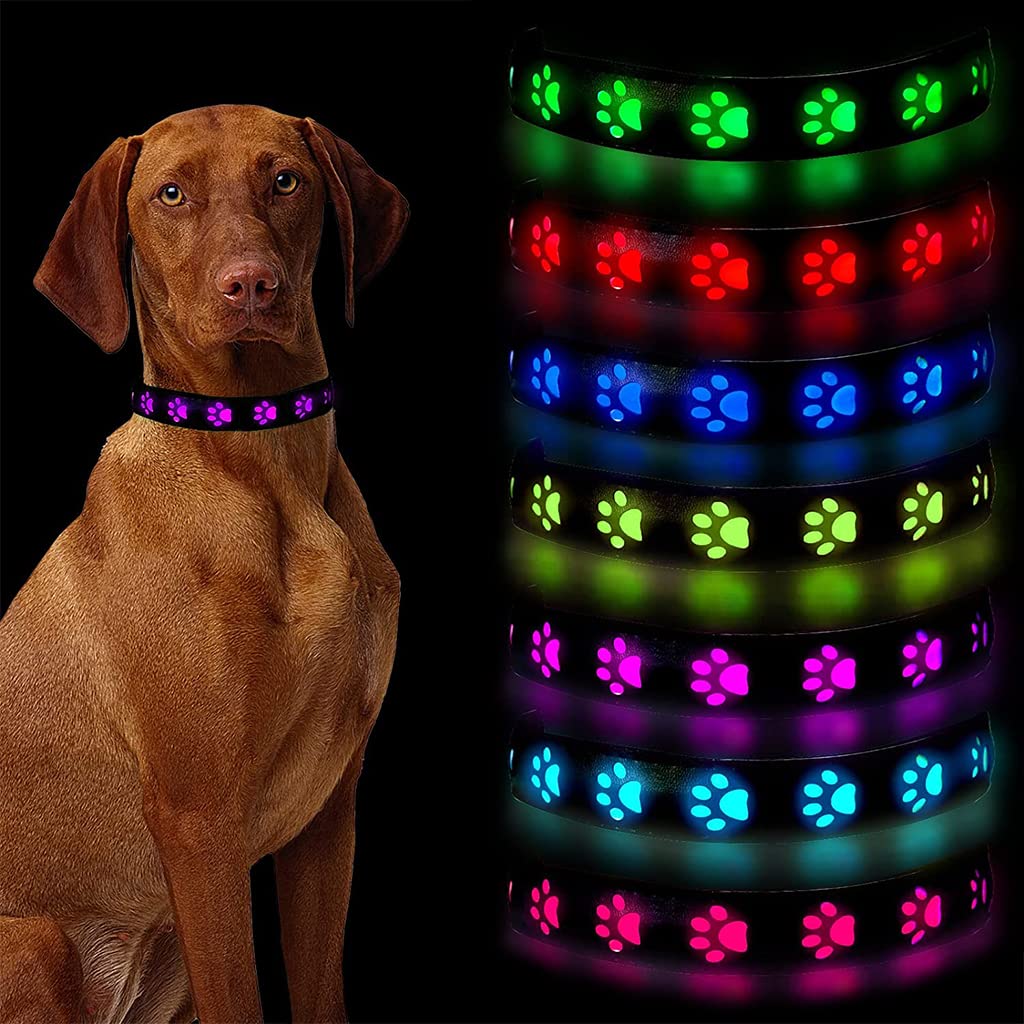 Qpets Dog Collar For Large Dog, 7 Colours Led Light Up Dog Collar Usb Rechargeable Quick Release Buckle, Adjustable Size Pvc Leather Dog Collar, Dog Neck Collar(Size: L),61 cm,W_2.5 cm,Black (B0BNX5KSHC) Amazon Price History, Amazon Price Tracker