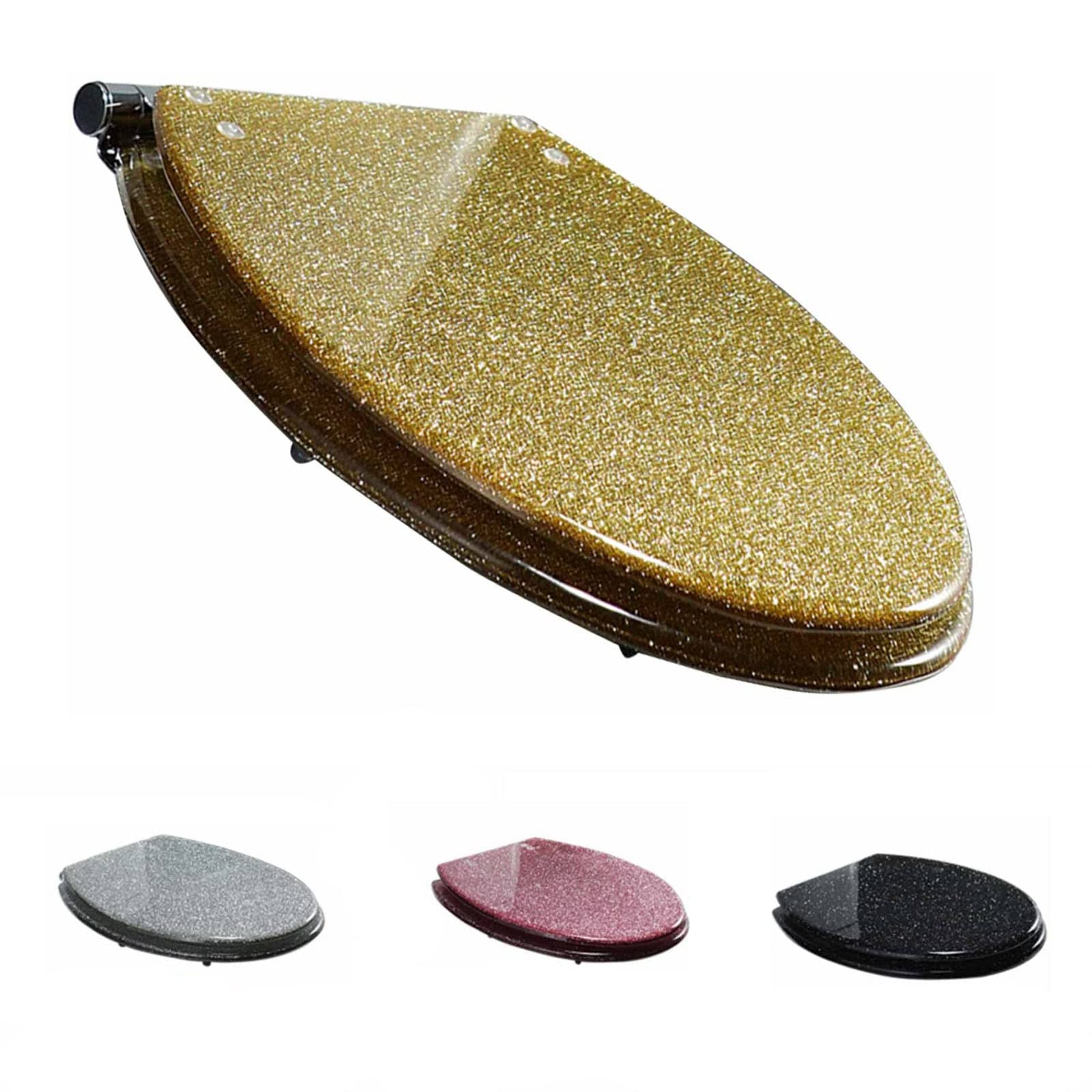 Wttfc Gold Toilet Seat, Resin, Soft Close, Easy Clean, Universal Fit