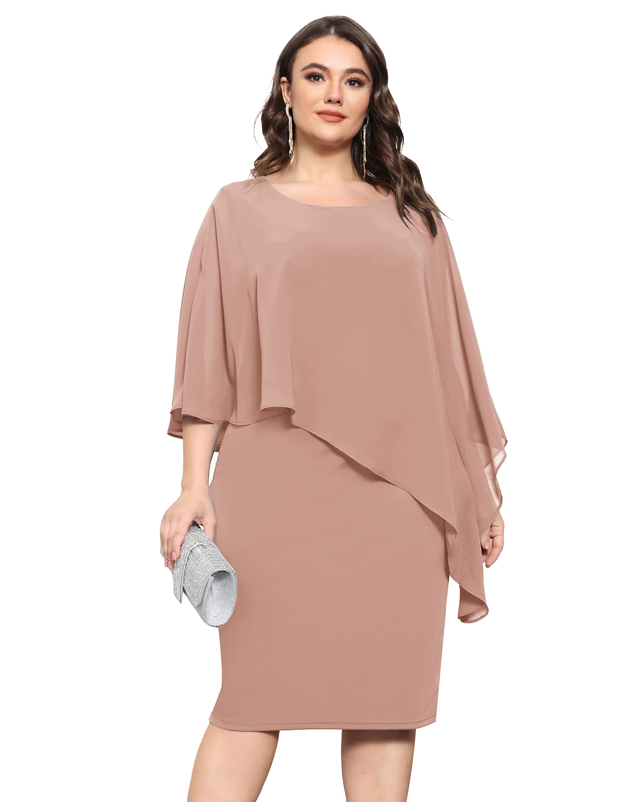 sachin and babi light blue dress Open Back Chiffon Bridesmaid Dress with Lace Sleeves TBQP513 main image 0