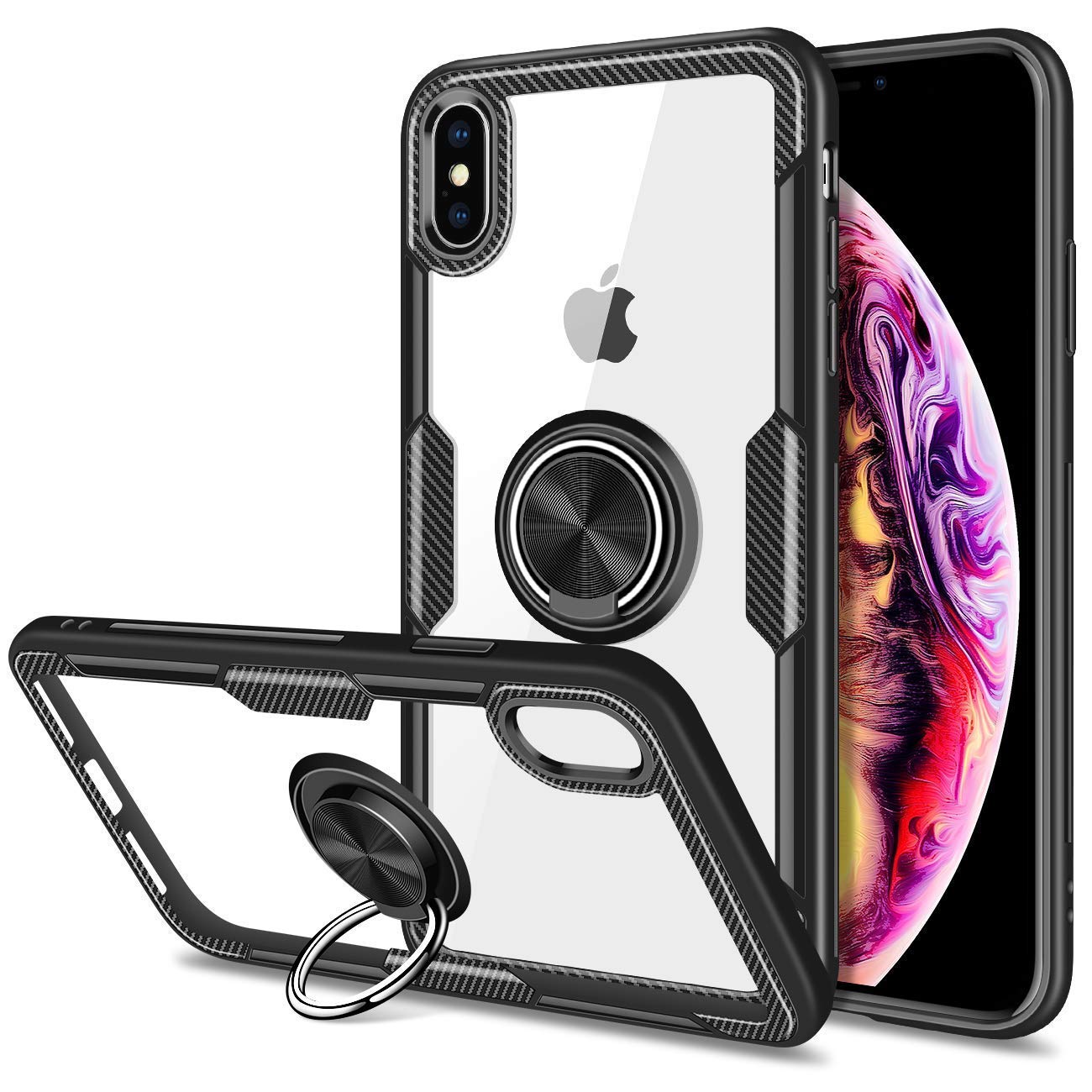 Cover con glitter per iPhone XS Max, serie Protecam Spark - oro - Italiano