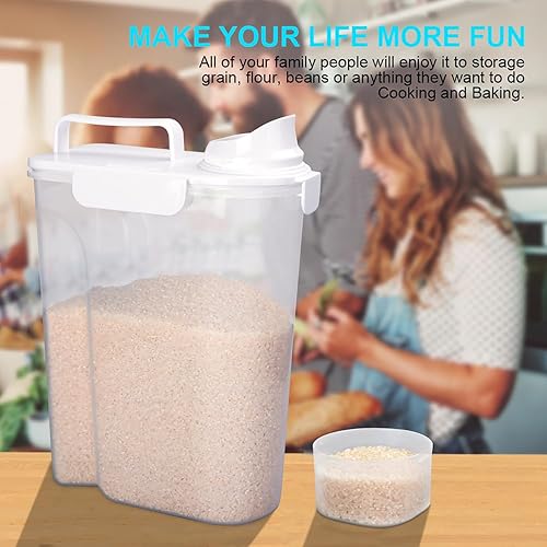 Miniatura 6 de Contenedores herméticos de almacenamiento de alimentos secos de arroz, paquete de 2, dispensador de contenedores de almacenamiento de plástico sin