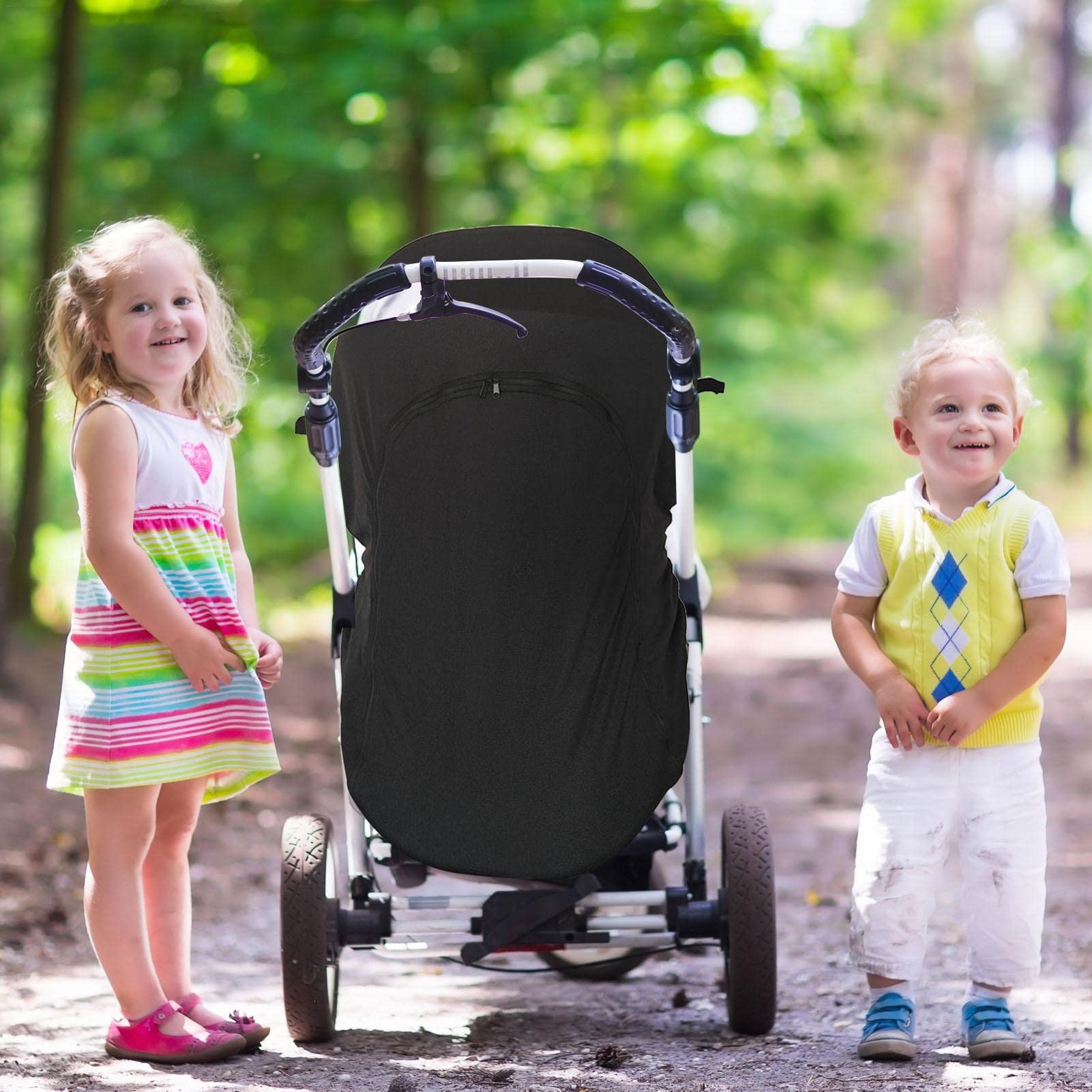 5 Pcs Housse de Protection Solaire pour Poussette,Auvent d'ombre d'été pour Poussette | Filet Anti-Insectes pour Poussette pour bébé, Pare-Soleil UV et Pare-Soleil Universel pour poussettes de
