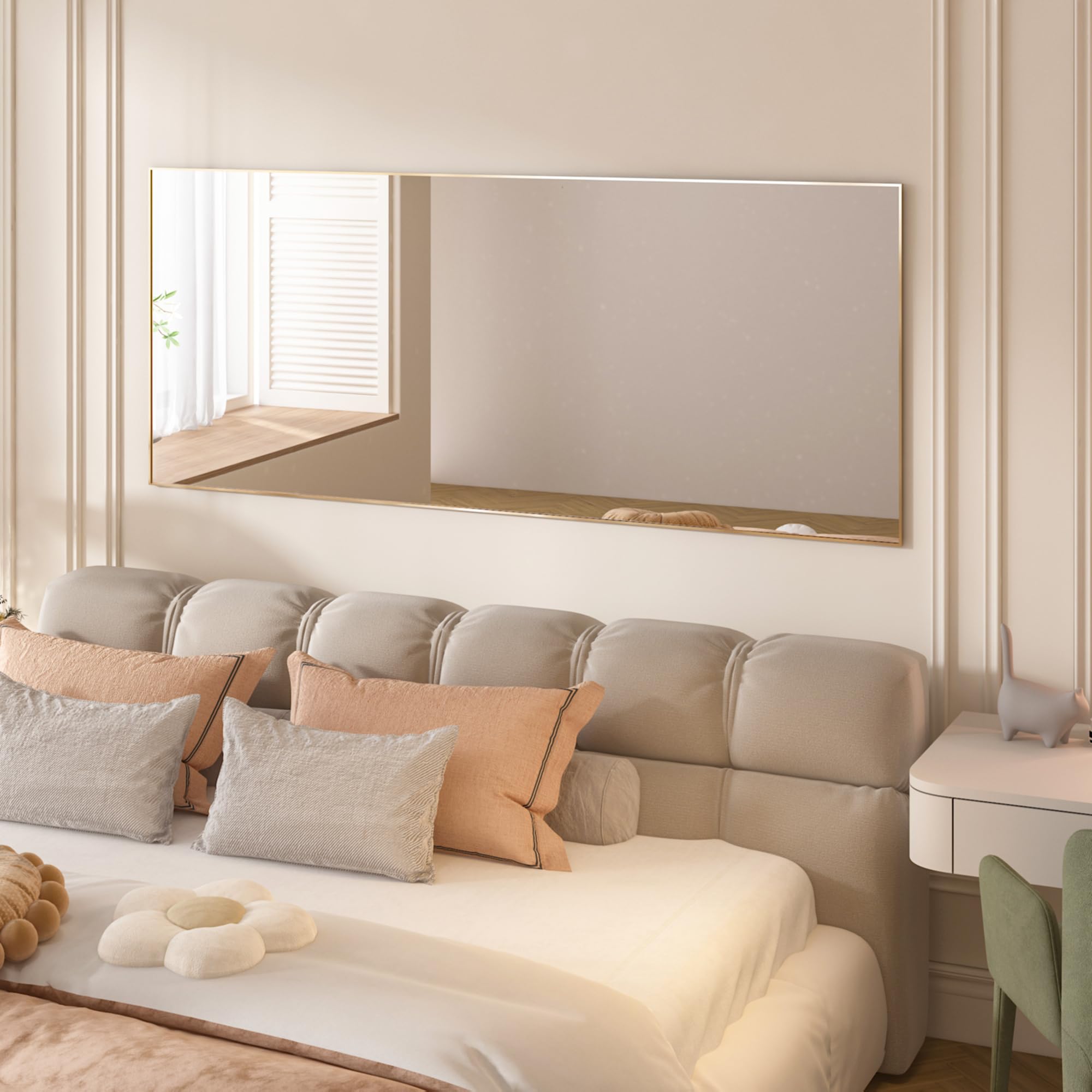 Spiegel 165x60cm in voller Länge, Standspiegel Standspiegel, Großer Goldspiegel, Rechteckspiegel, Hängen stehend oder gelehnt, Schlafzimmer Spiegel Wandspiegel (Gold)