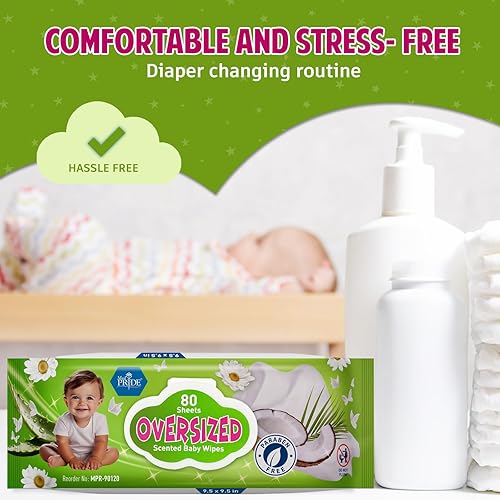 Miniatura 2 de MED PRIDE Toallitas perfumadas de gran tamaño de 9.5 x 9.5 pulgadas para bebé, paquete a granel de 240, sin alcohol, sin parabenos, con aloe vera y
