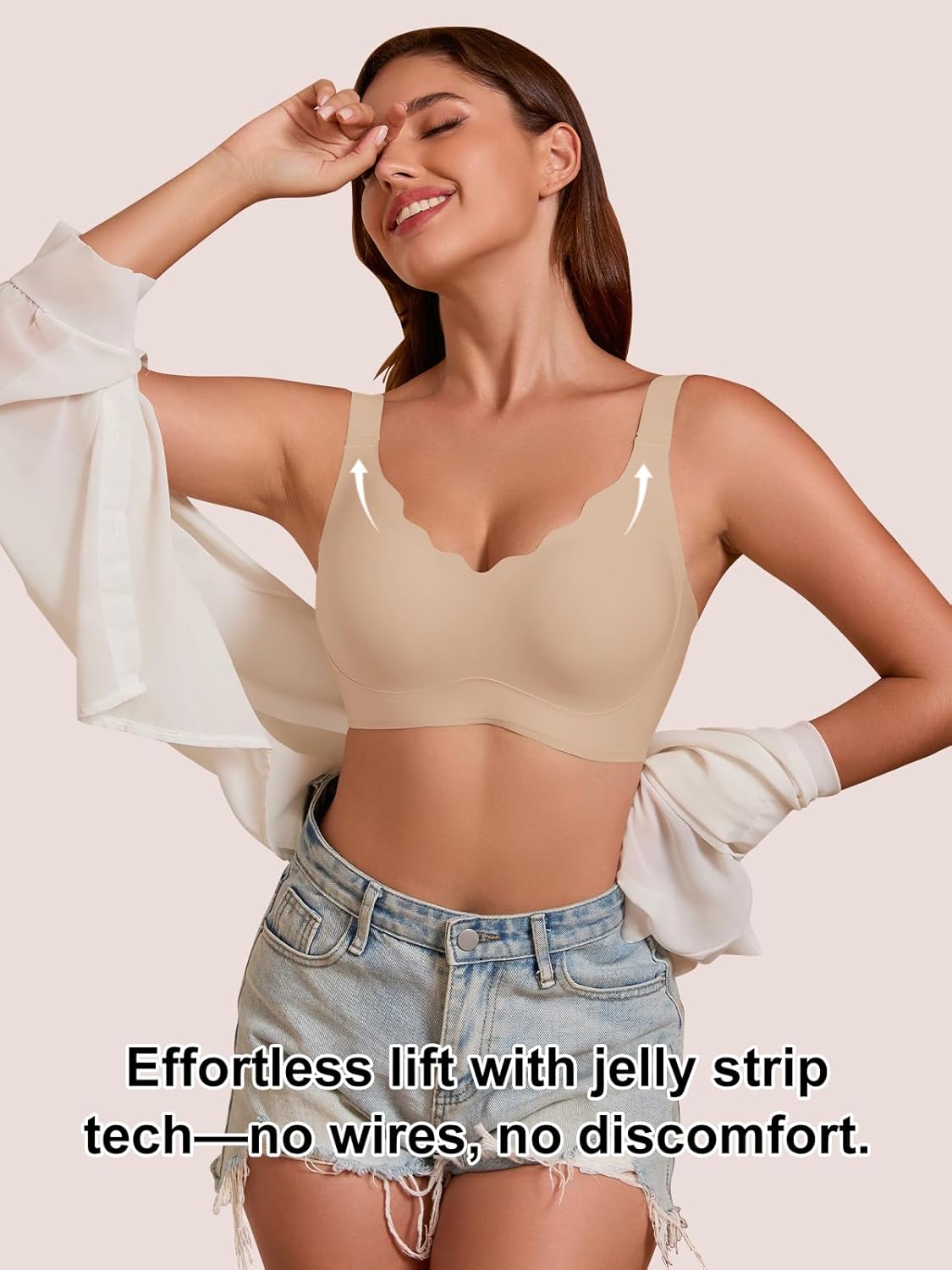 COCOMARTS Jelly Bras for Women No Underwire Seamless Push Up Scalloped Tshirt Bralettes Comfortable Wireless Everyday Bra - Image 6