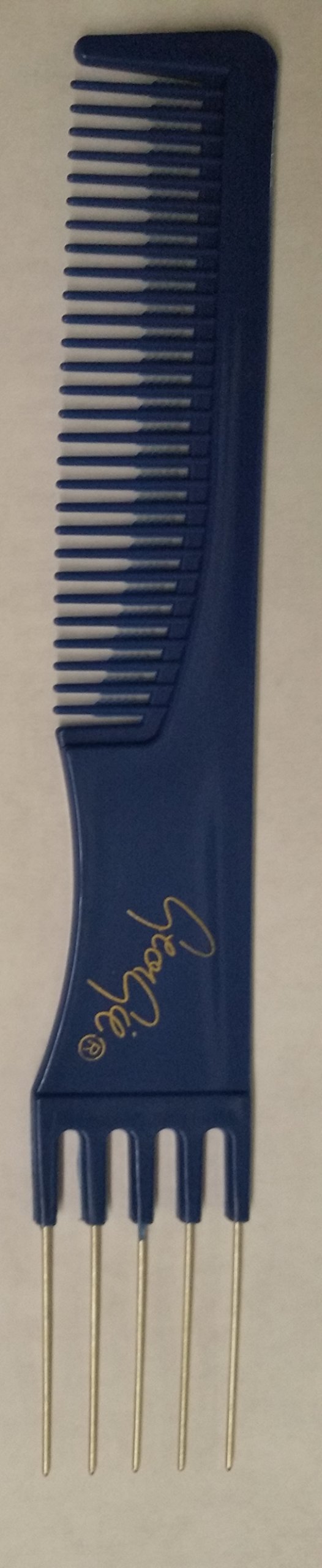 Georgie Hair Styling Comb with Metal Picks (Blue, Pack of 12)
