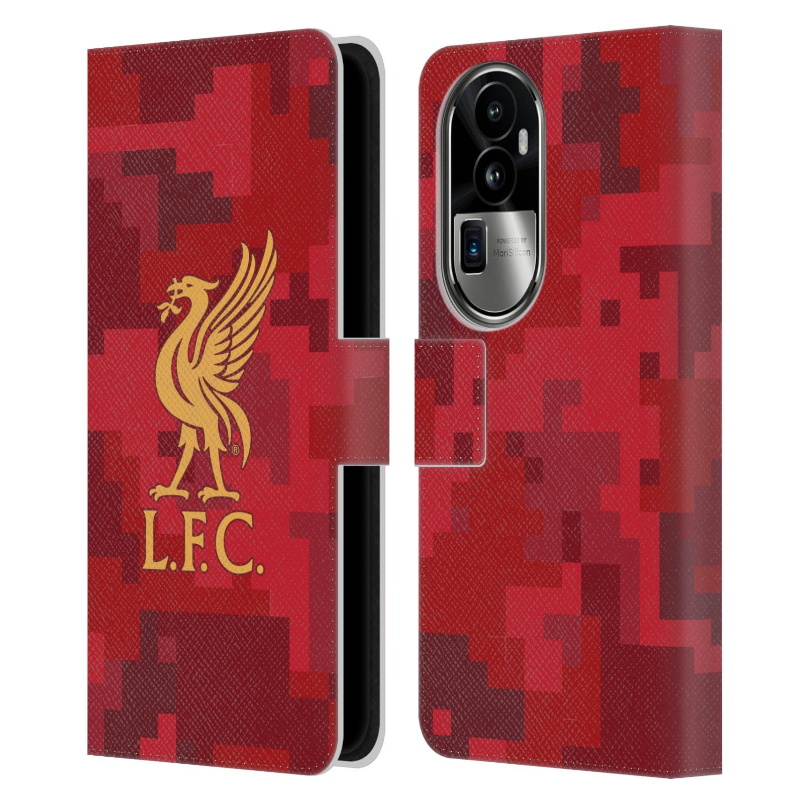 Head Case Designs Officially Licensed Liverpool Football Club Home Red Digital Camouflage Leather Wallet Case Compatible With Oppo Reno10 Pro+