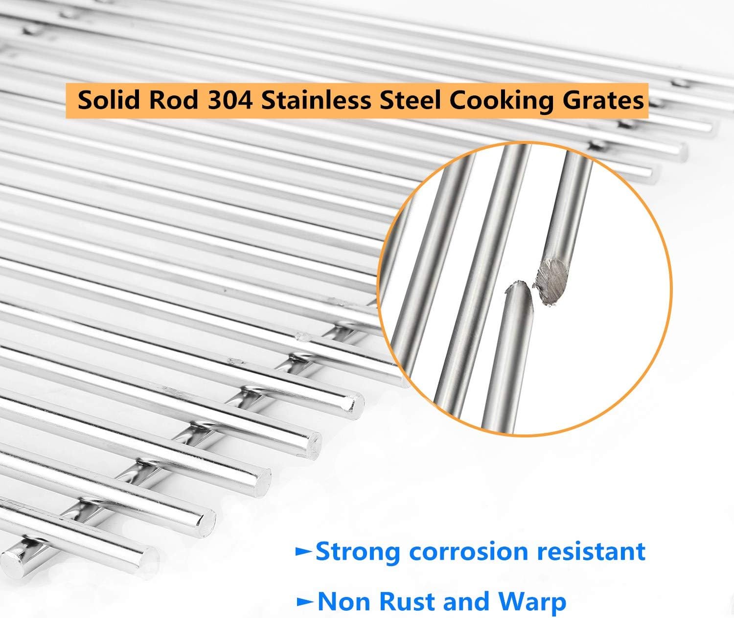 7528 Cooking Grates for Weber Genesis E and S Series 300 E310 E320 S310 S320 Gas Grills, 304 Stainless Steel Grid 2 Pack for Pit Boss PB700 Series Grates 19.5 x 12.9 x 0.6"