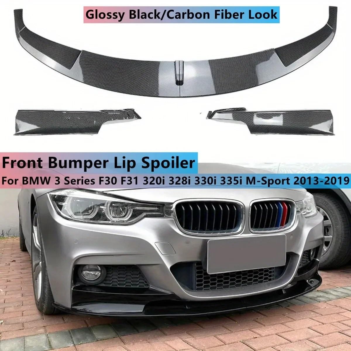 Uniwersalny spoiler Do 3 Series F30 F31 320i 328i 330i 335i | M-Sport 13-19 Diffuser Splitter Przedni Dokładka przedniego zderzaka