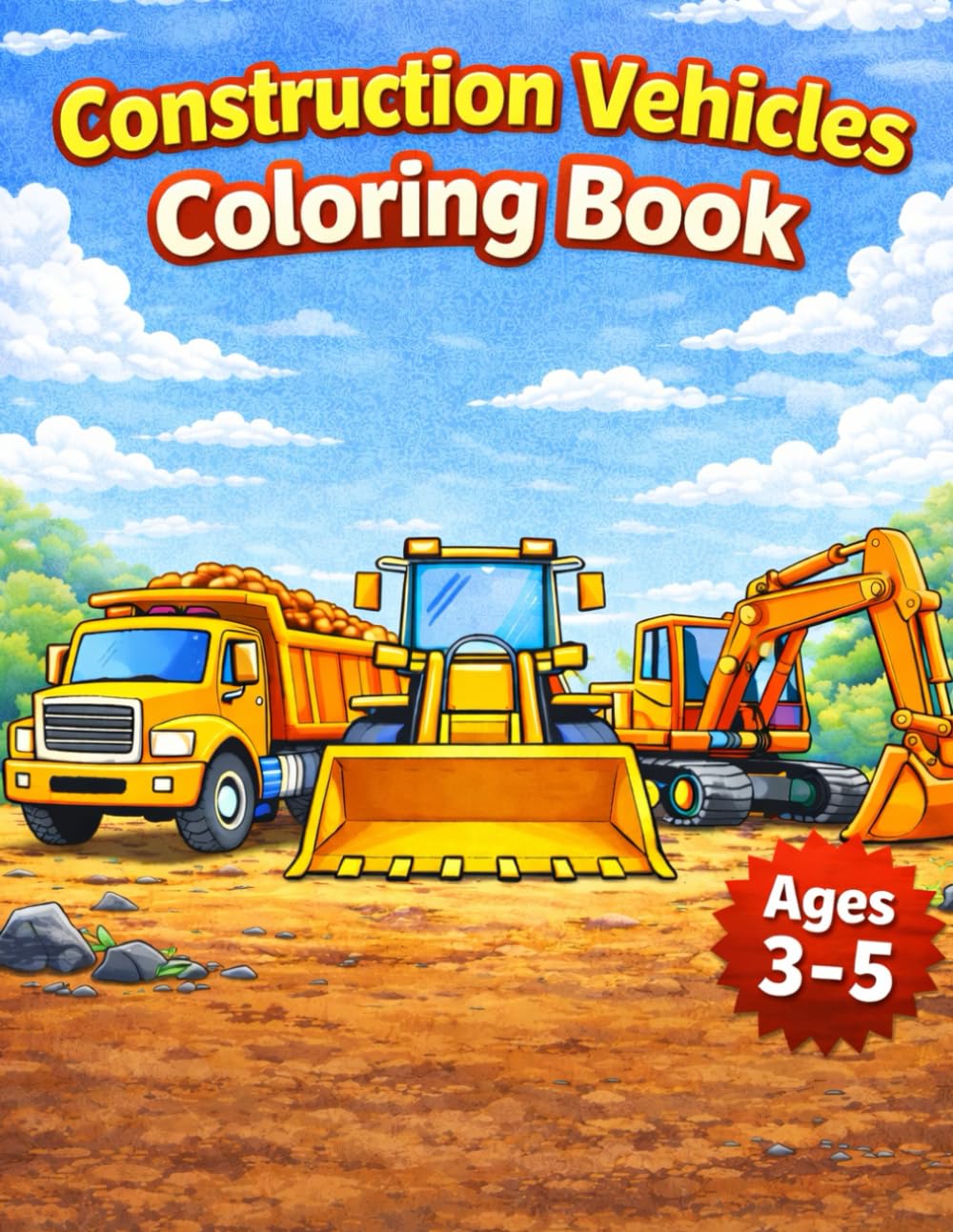 Construction Vehicles Coloring Book for Kids Ages 3–5: Simple and Easy Coloring Pages for Toddlers and Preschoolers