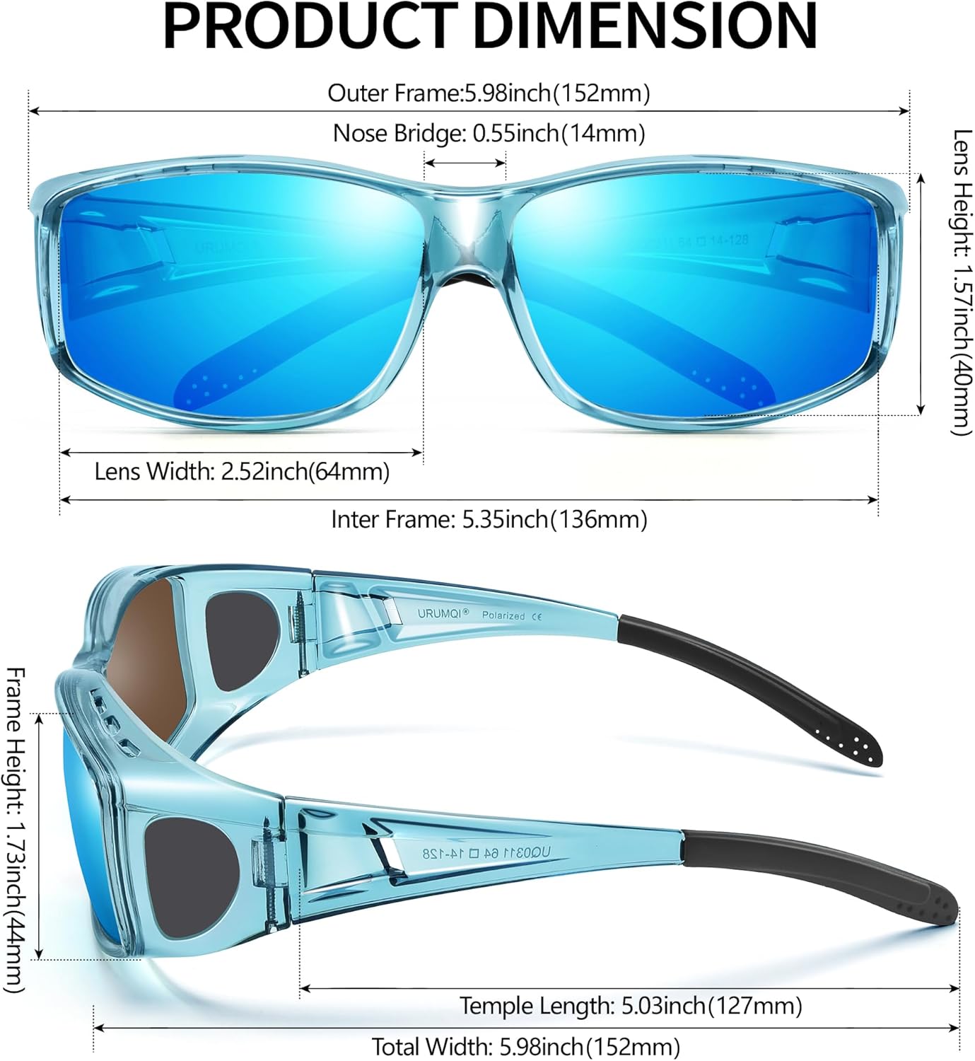 URUMQI Polarized Sunglasses Fit Over Glasses for Men Women, Wrap-around Driving Sunglasses 100% UV Protection - Image 3