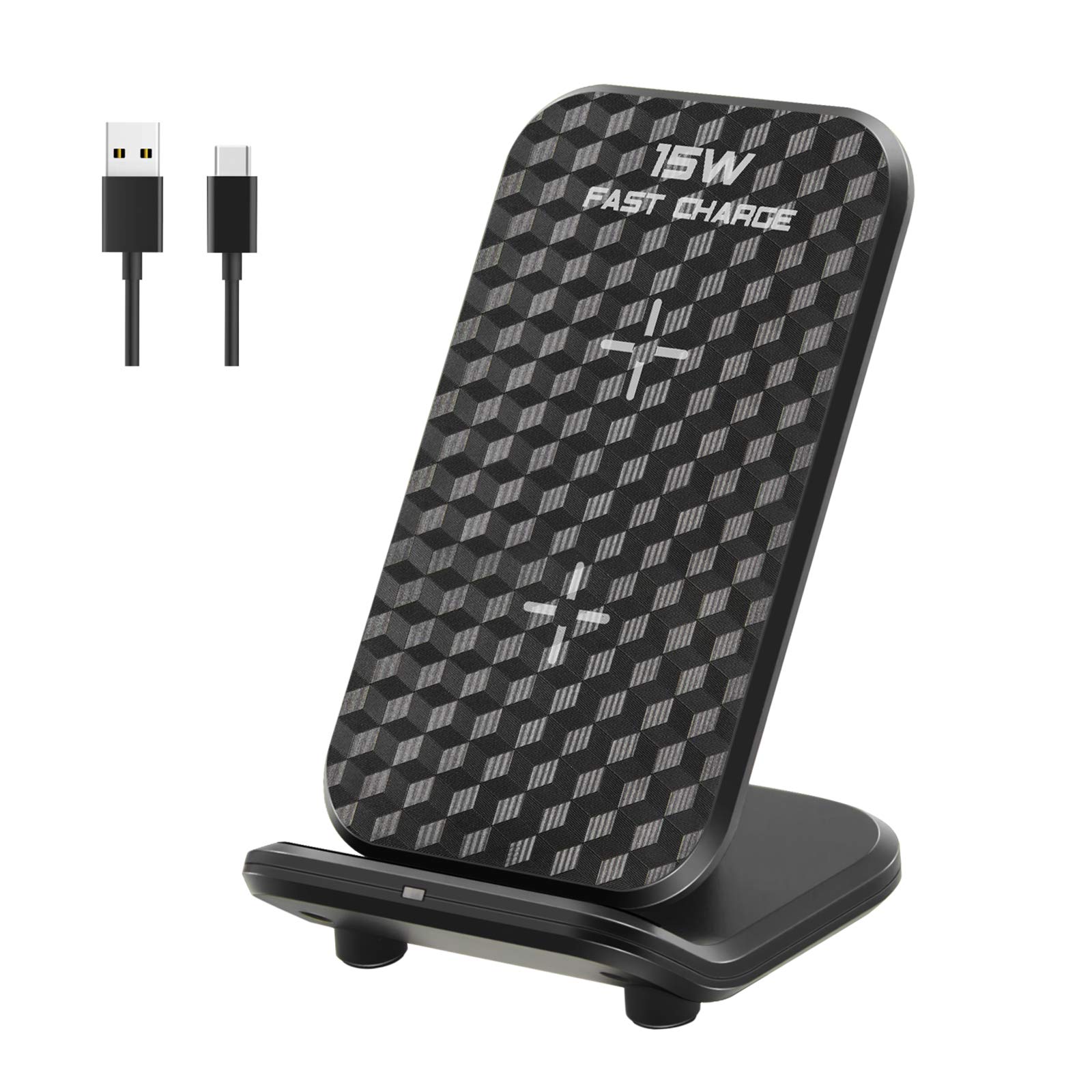 BIGMONAT 15W Fast Qi-Certified Wireless Charging Station compatible with iPhone 15/15 Plus/15 Pro Max/14/13/12 /11Pro Max/XR/XS/X/8 Plus,Galaxy S23/S22/S21/S20 Note 20/10,Google, etc..